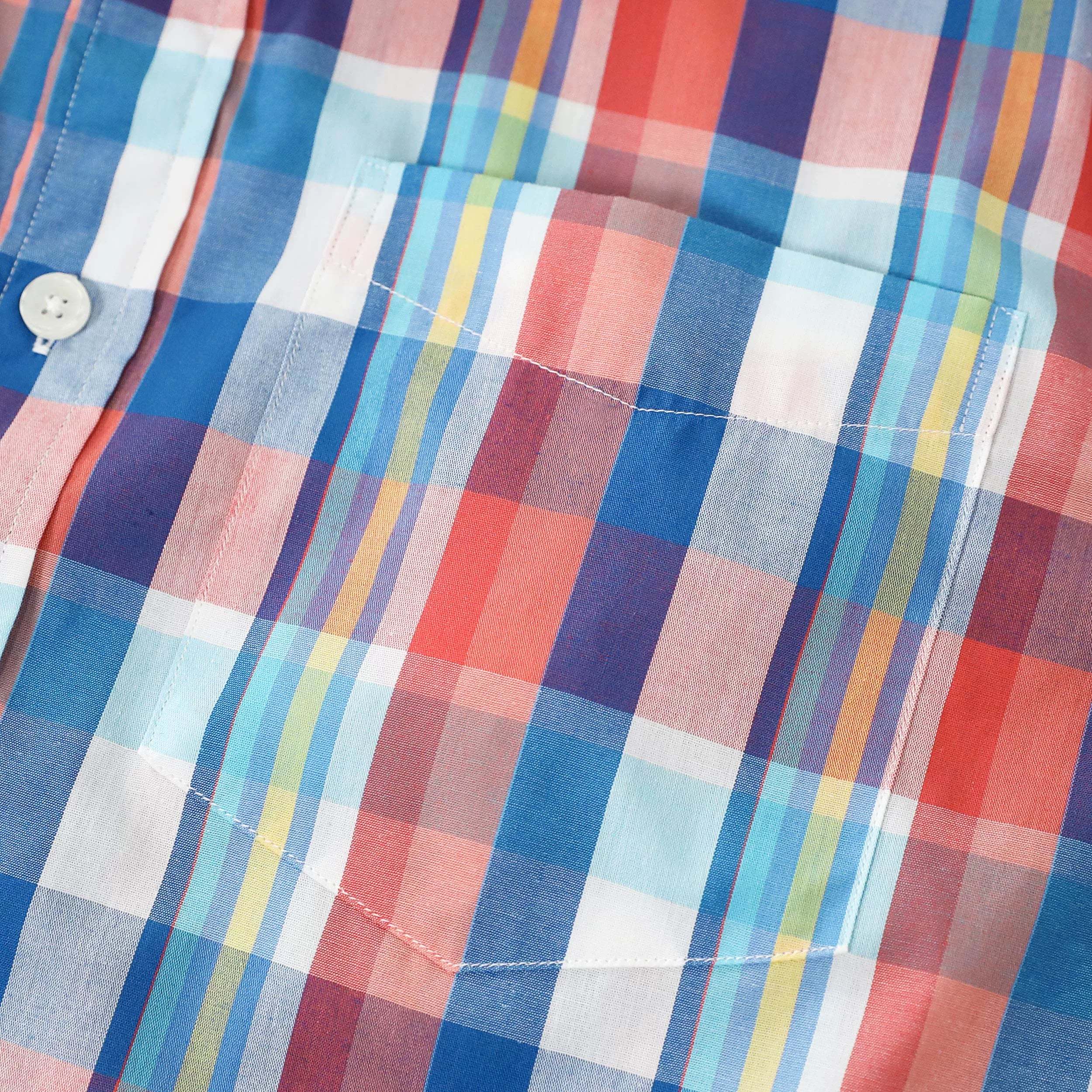 Dubinik? 3.2oz Mens Long Sleeve Casual Button Down Vintage Plaid Shirts#52021