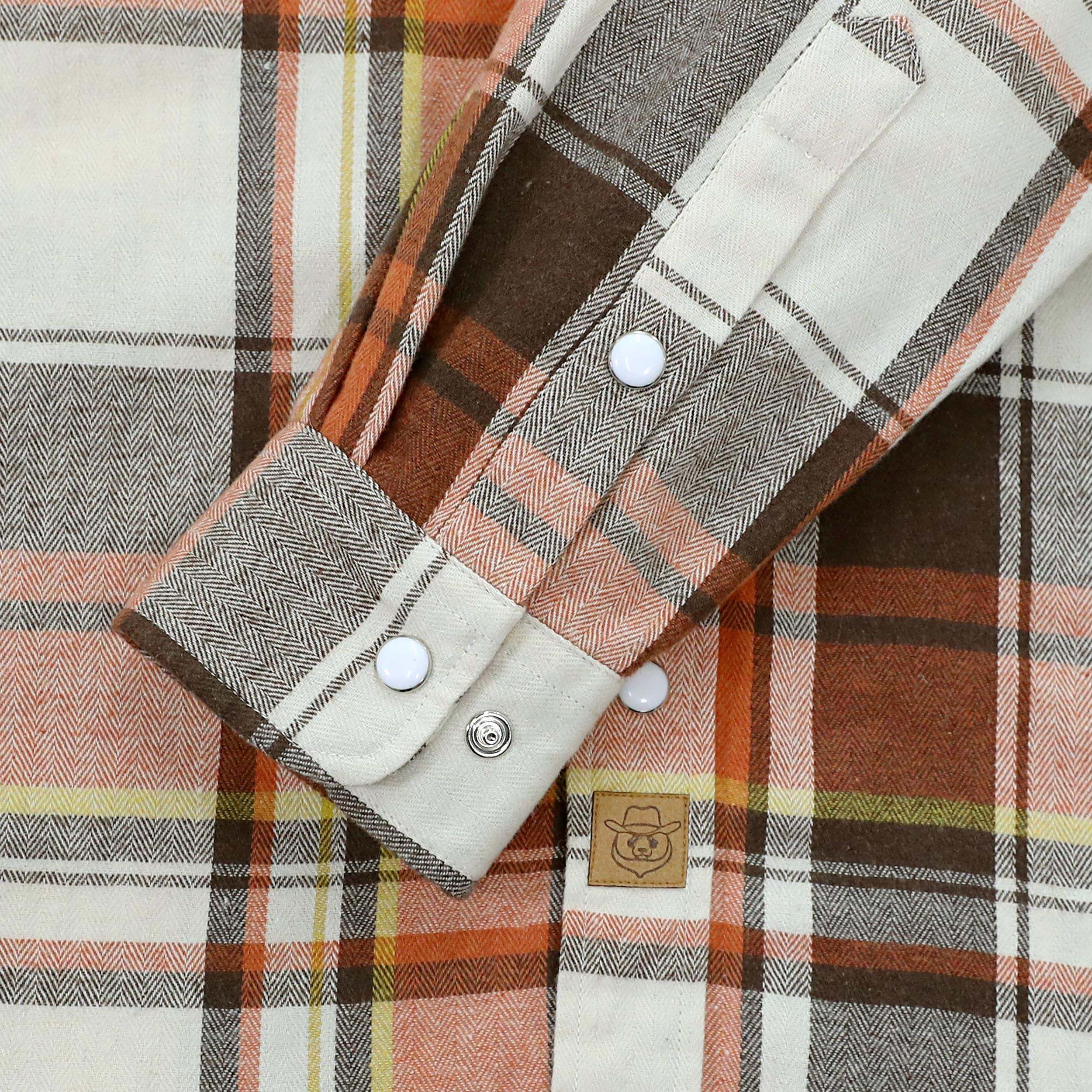 Dubinik? 6oz Flannel Shirt For Men Western Cowboy Pearl Snap Shirts For Men Long Sleeve Vintage Buttons Down Plaid Shirt #28507