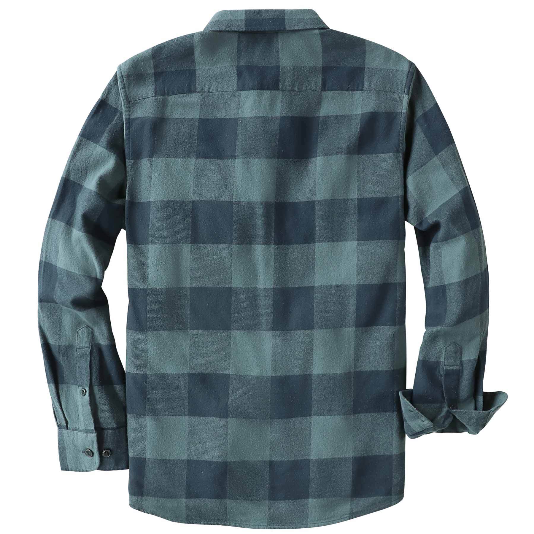 Dubinik? 6oz Green Navy Buffalo Flannel Shirt for Men 100% Cotton Mens Flannel Shirts Long Sleeve Plaid Soft Casual Button Down Shirt Men#66028 Tall size in stock now!