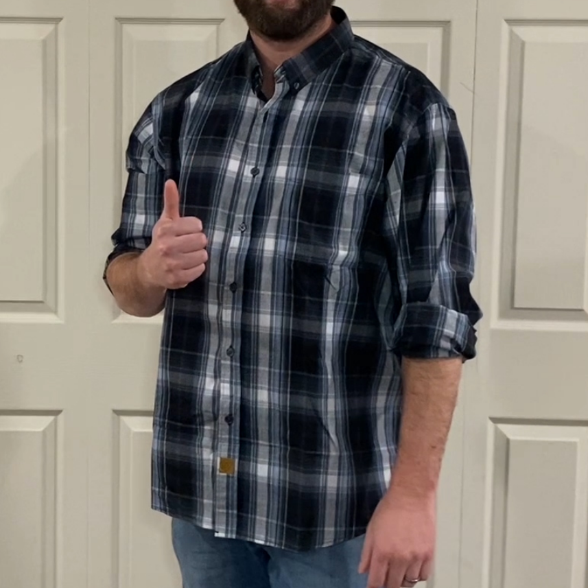 Dubinik? 3.2oz Mens Long Sleeve Casual Button Down Vintage Plaid Shirts#52024