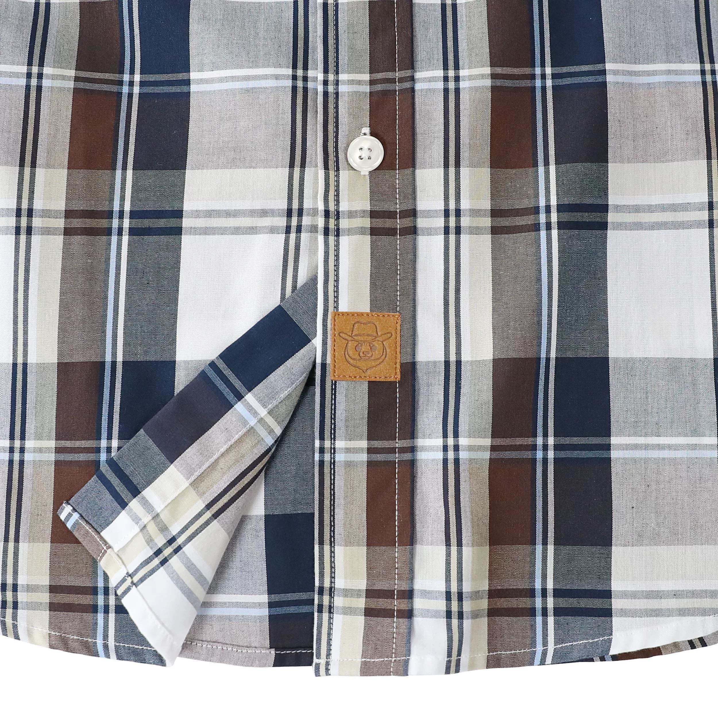 Dubinik? 3.2oz Mens Long Sleeve Casual Button Down Vintage Plaid Shirts#52006
