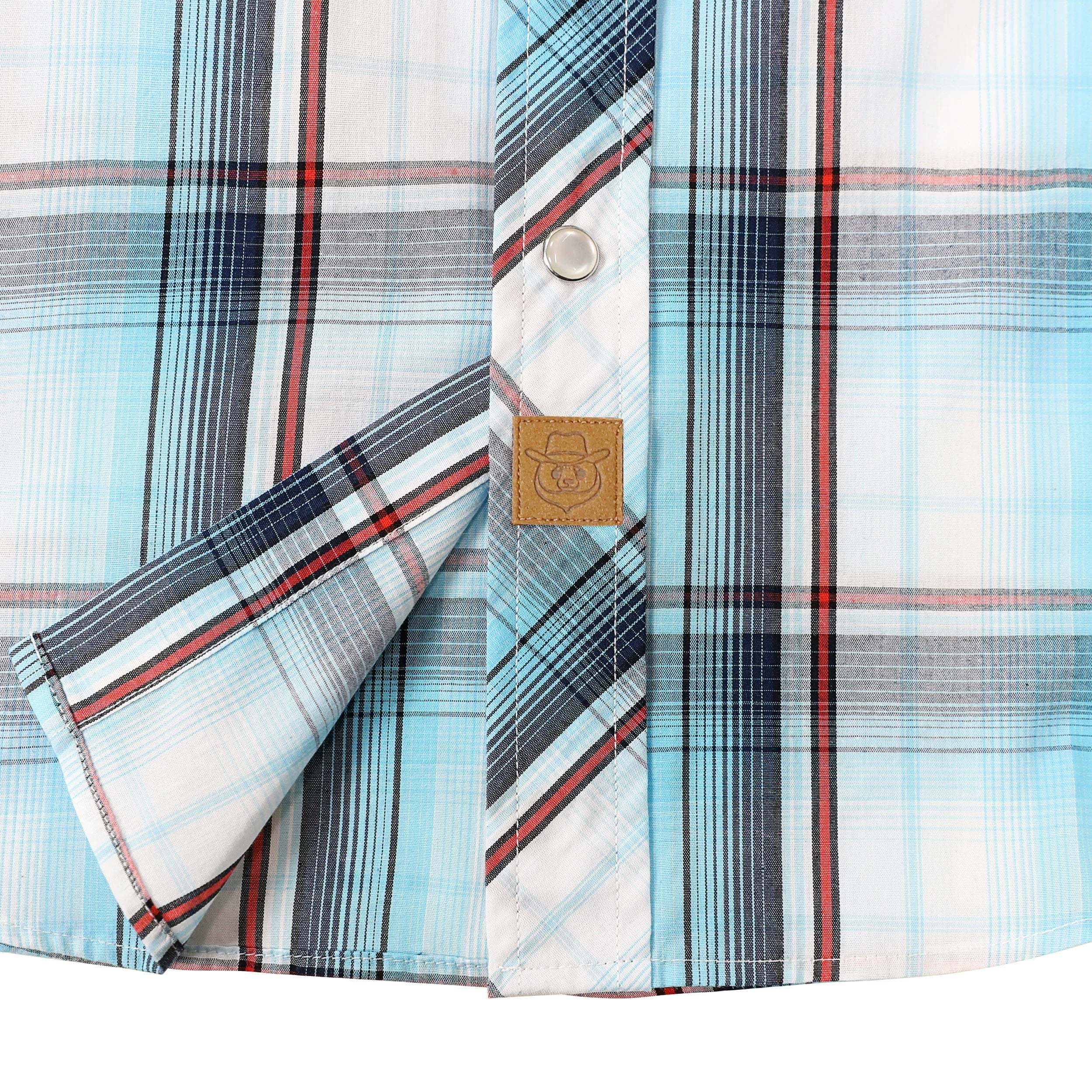 Dubinik? Western Shirts for Men Short Sleeve Plaid Pearl Snap Shirts for Men Button Up Shirt Cowboy Casual Work Shirt#41018