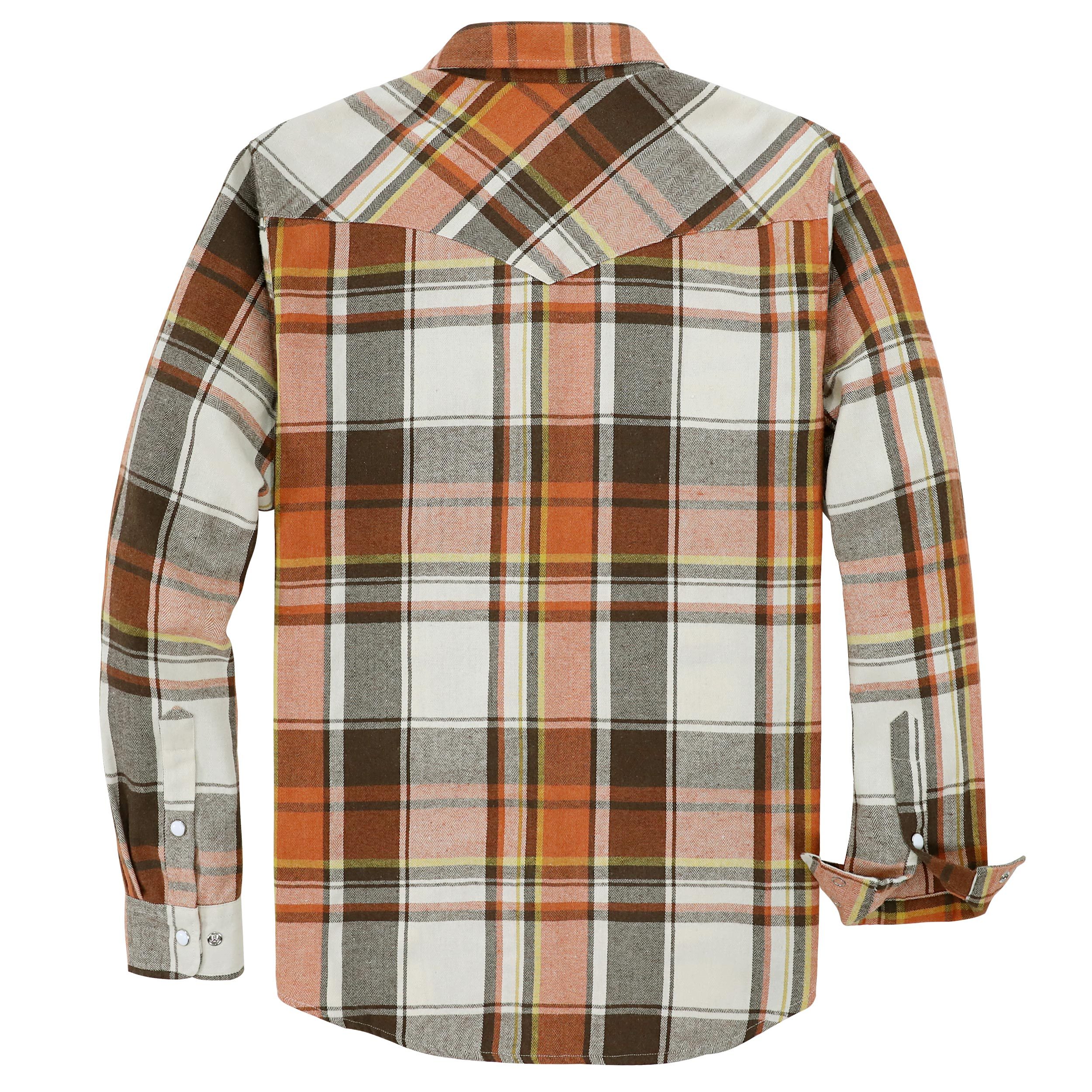 Dubinik? 6oz Flannel Shirt For Men Western Cowboy Pearl Snap Shirts For Men Long Sleeve Vintage Buttons Down Plaid Shirt #28507