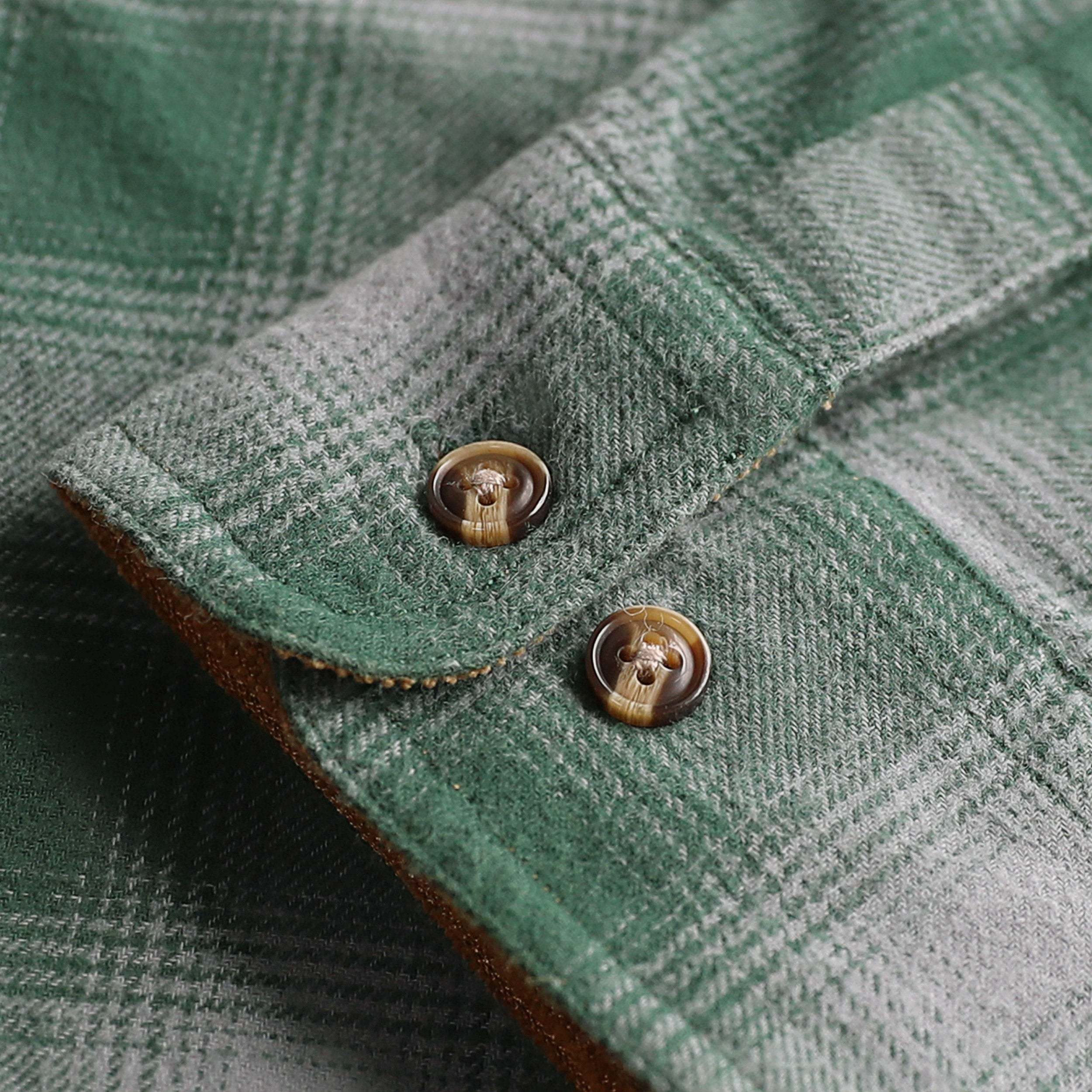 Dubinik? 6oz Mens Green Flannel Shirt Long Sleeve Button Down Plaid All Cotton Soft Brushed Flannel Shirt For Men Utility Casual Shirt #0030024