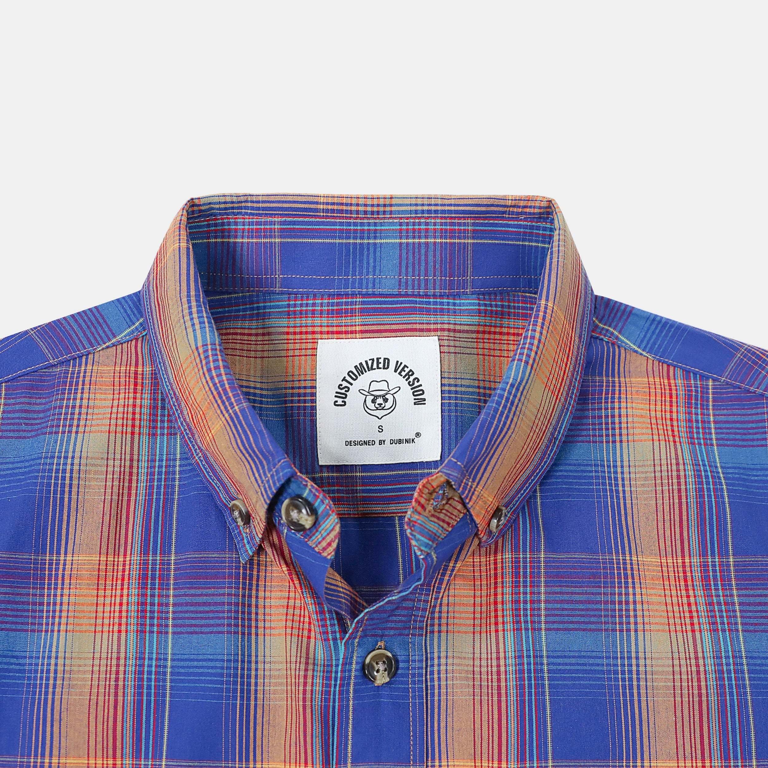 Dubinik? 3.2oz Mens Long Sleeve Casual Button Down Vintage Plaid Shirts#52031