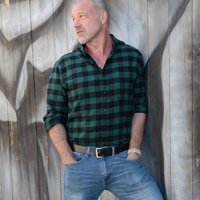 Dubinik? 6oz Green Flannel Shirt for Men 100% Cotton Mens Flannel Shirts Long Sleeve Plaid Soft Casual Button Down Shirt Men#66022