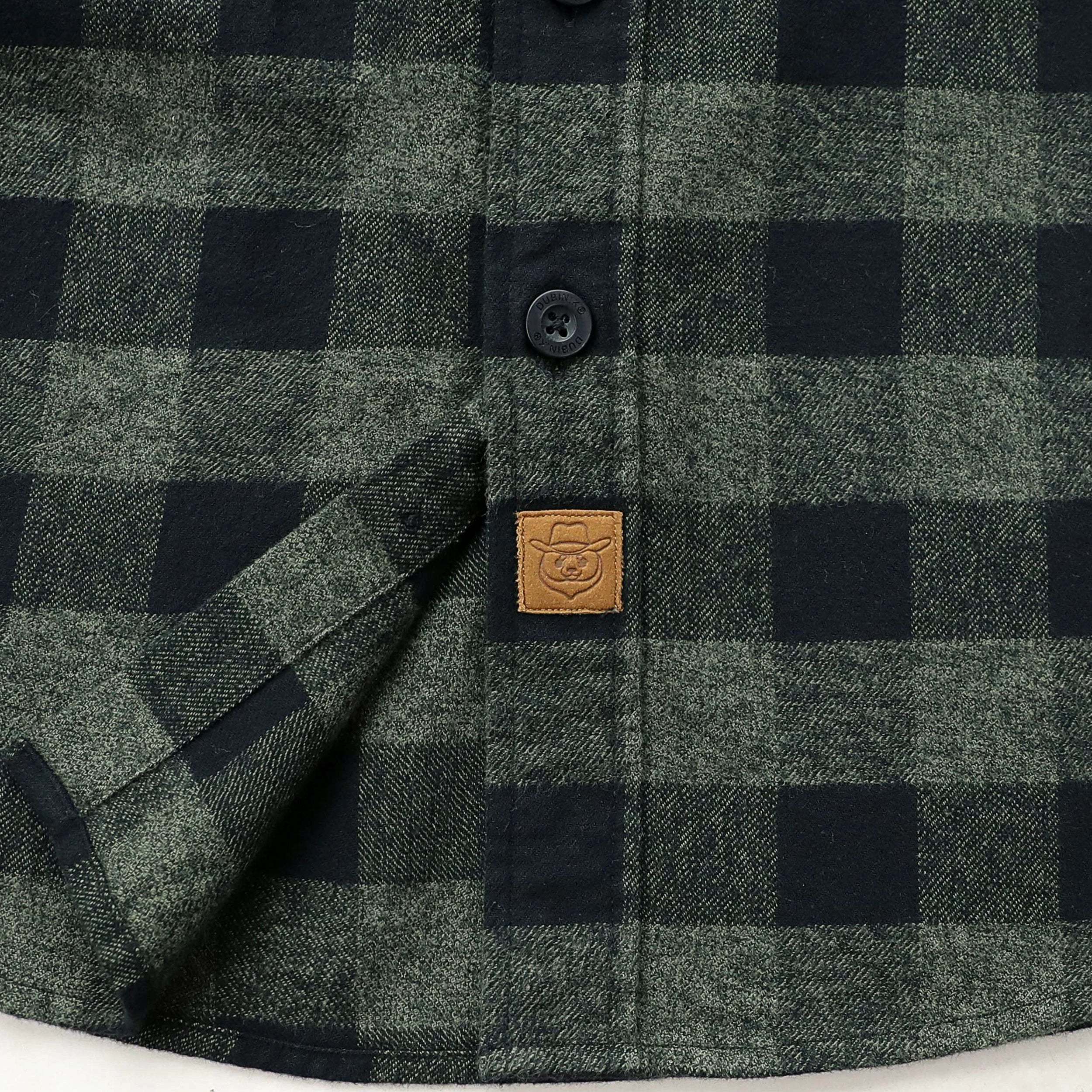 Dubinik? 6oz Mens Long Sleeve Midweight Green Flannel Shirt Warm Casual Soft Cotton Button Down Plaid Shirt #3411