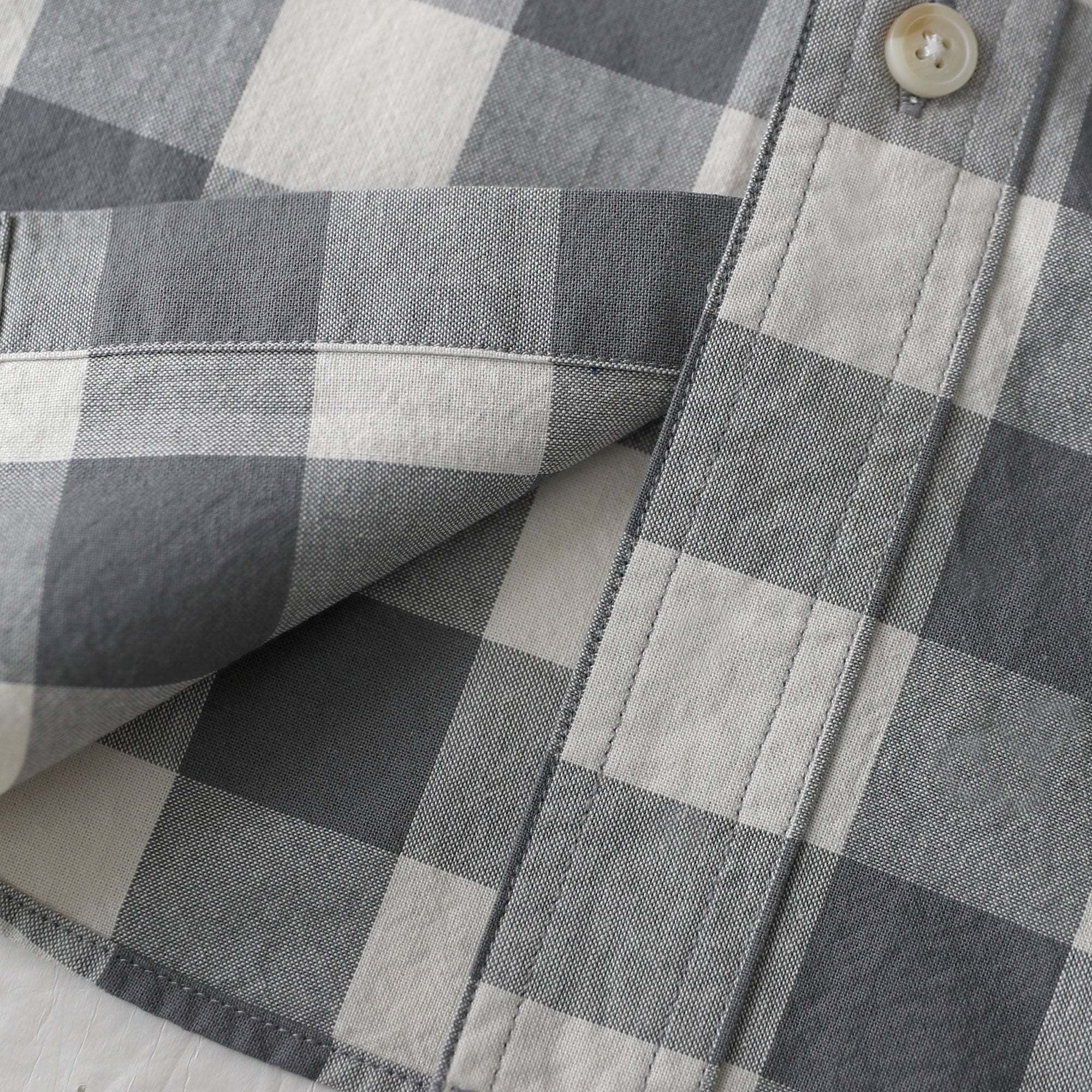 Dubinik? Men’s Short Sleeve Button-Down Shirt, Double Pockets, Casual Workwear Plaid#101715