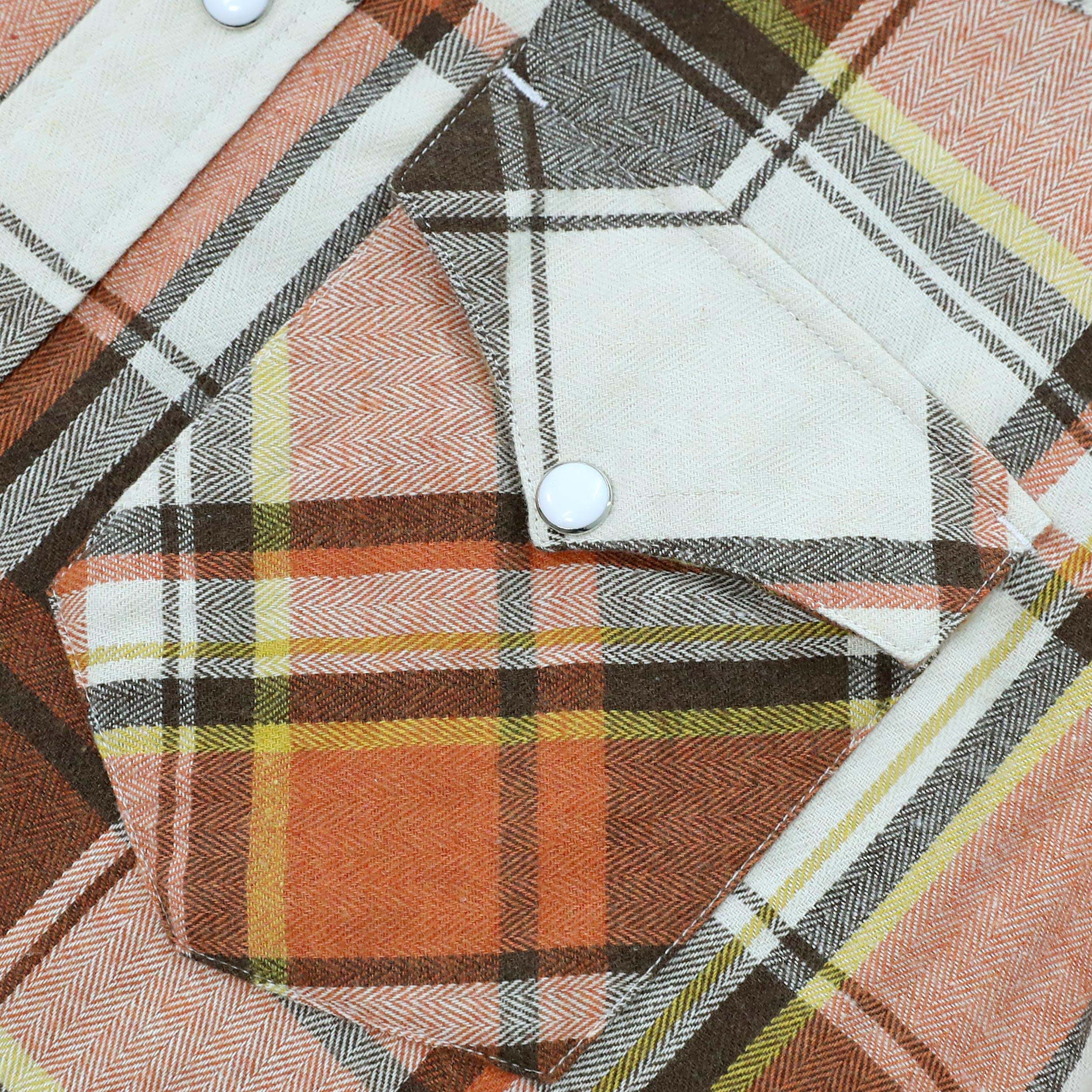 Dubinik? 6oz Flannel Shirt For Men Western Cowboy Pearl Snap Shirts For Men Long Sleeve Vintage Buttons Down Plaid Shirt #28507