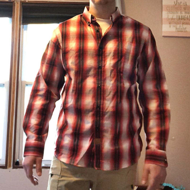 Dubinik? 3.2oz Mens Long Sleeve Casual Button Down Vintage Plaid Shirts#52028