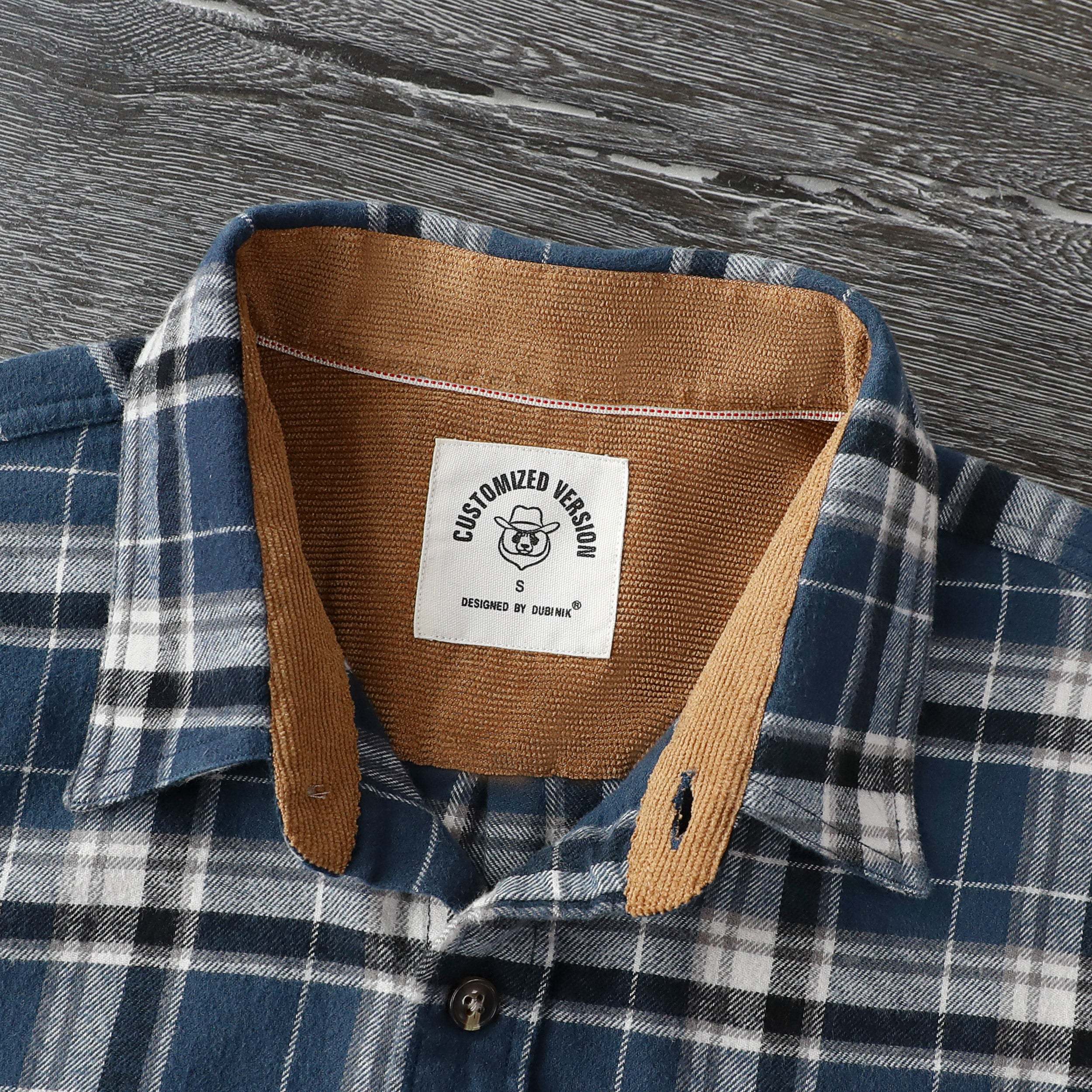 Dubinik? 6oz Mens Flannel Shirt Long Sleeve Button Down Plaid All Cotton Soft Brushed Flannel Shirt For Men Utility Casual Shirt #0030021