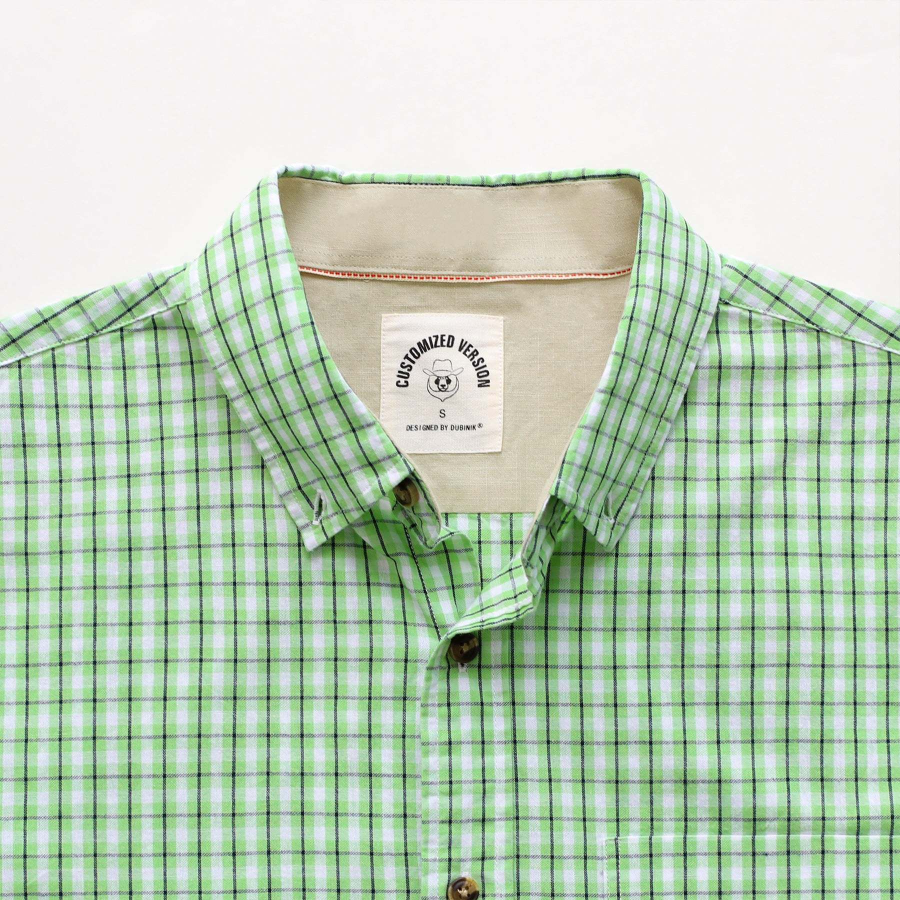 Men's casual short-sleeved cotton Bright green shirt #0011