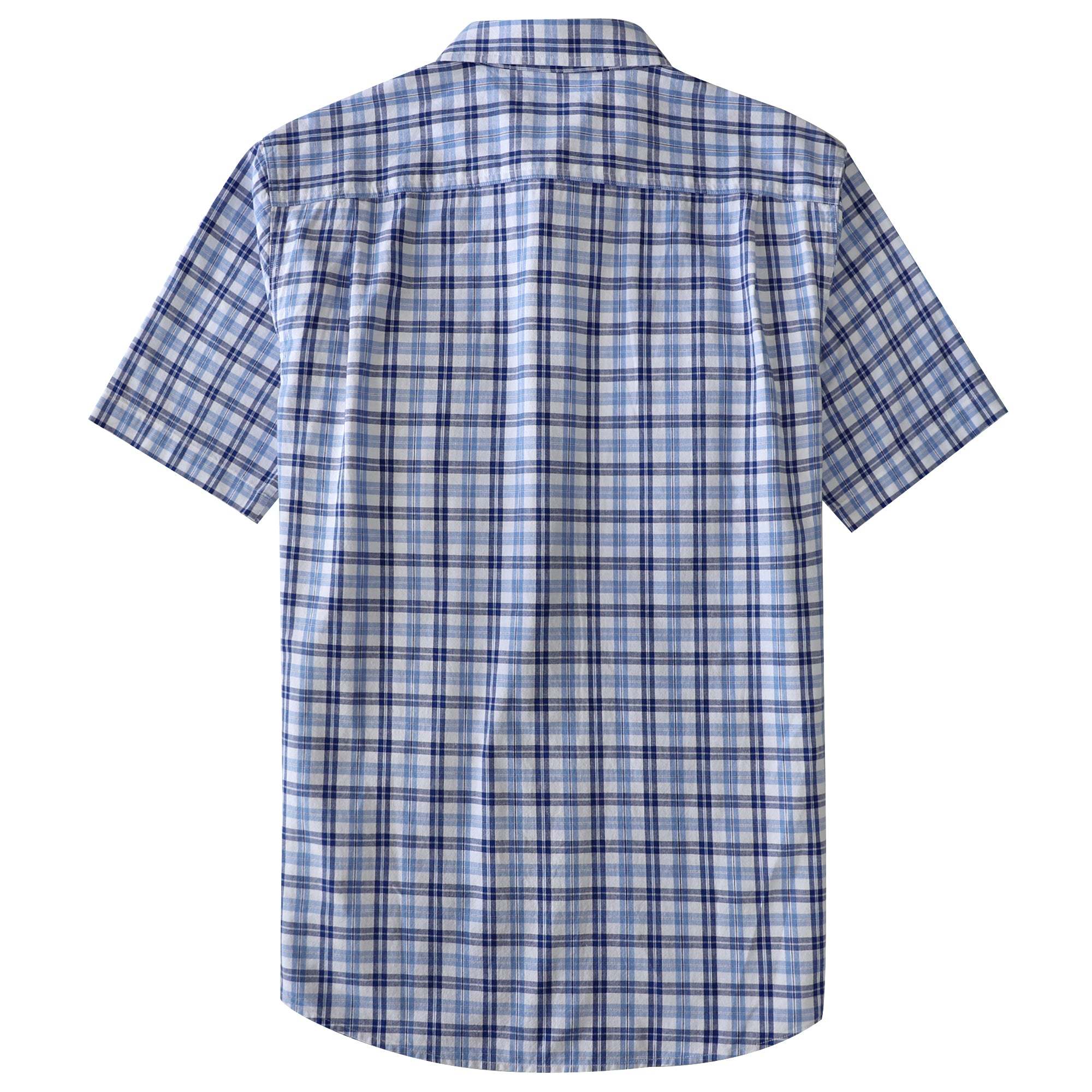 Dubinik? Men’s Short Sleeve Button-Down Shirt, Double Pockets, Casual Workwear Plaid#101711