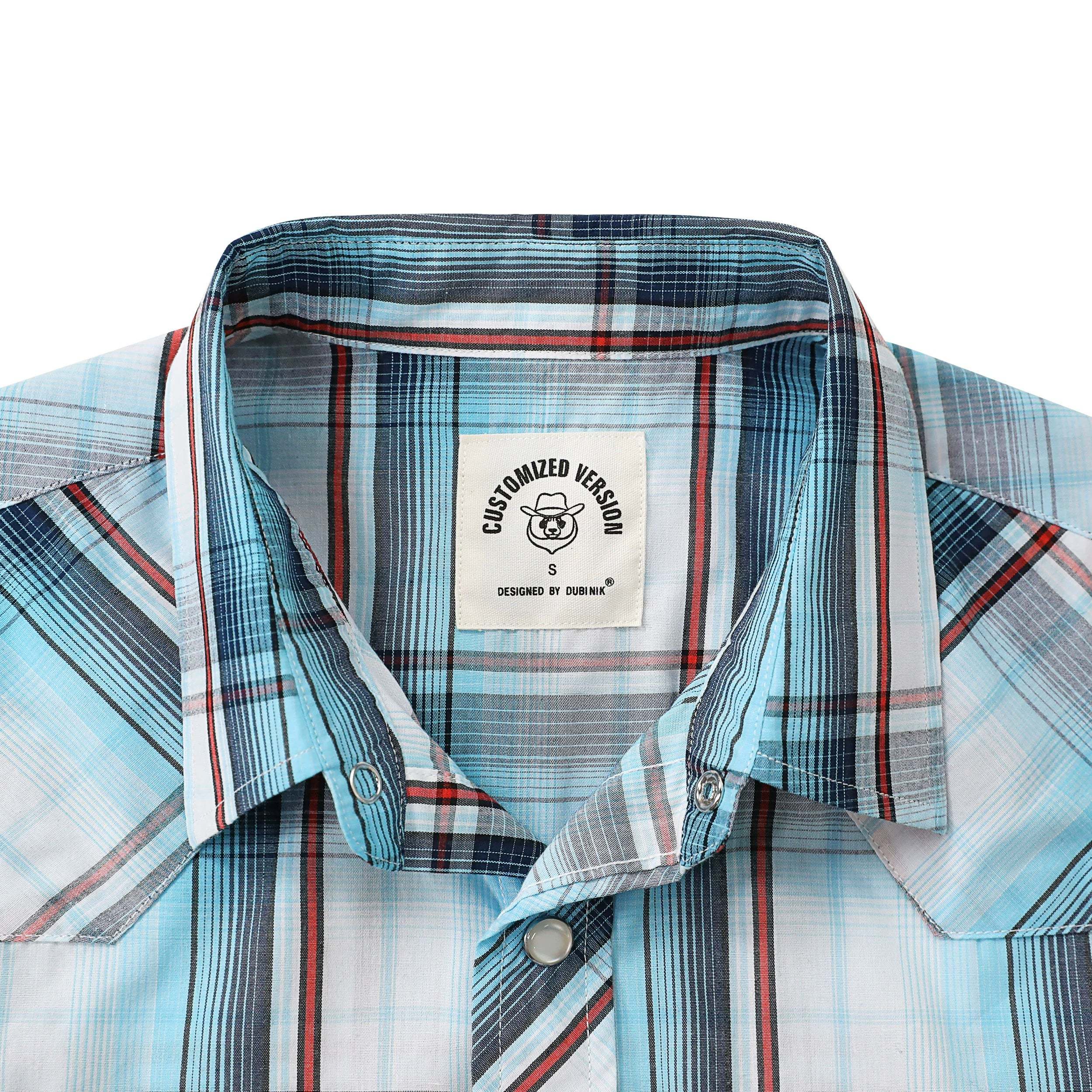 Dubinik? Western Shirts for Men Short Sleeve Plaid Pearl Snap Shirts for Men Button Up Shirt Cowboy Casual Work Shirt#41018