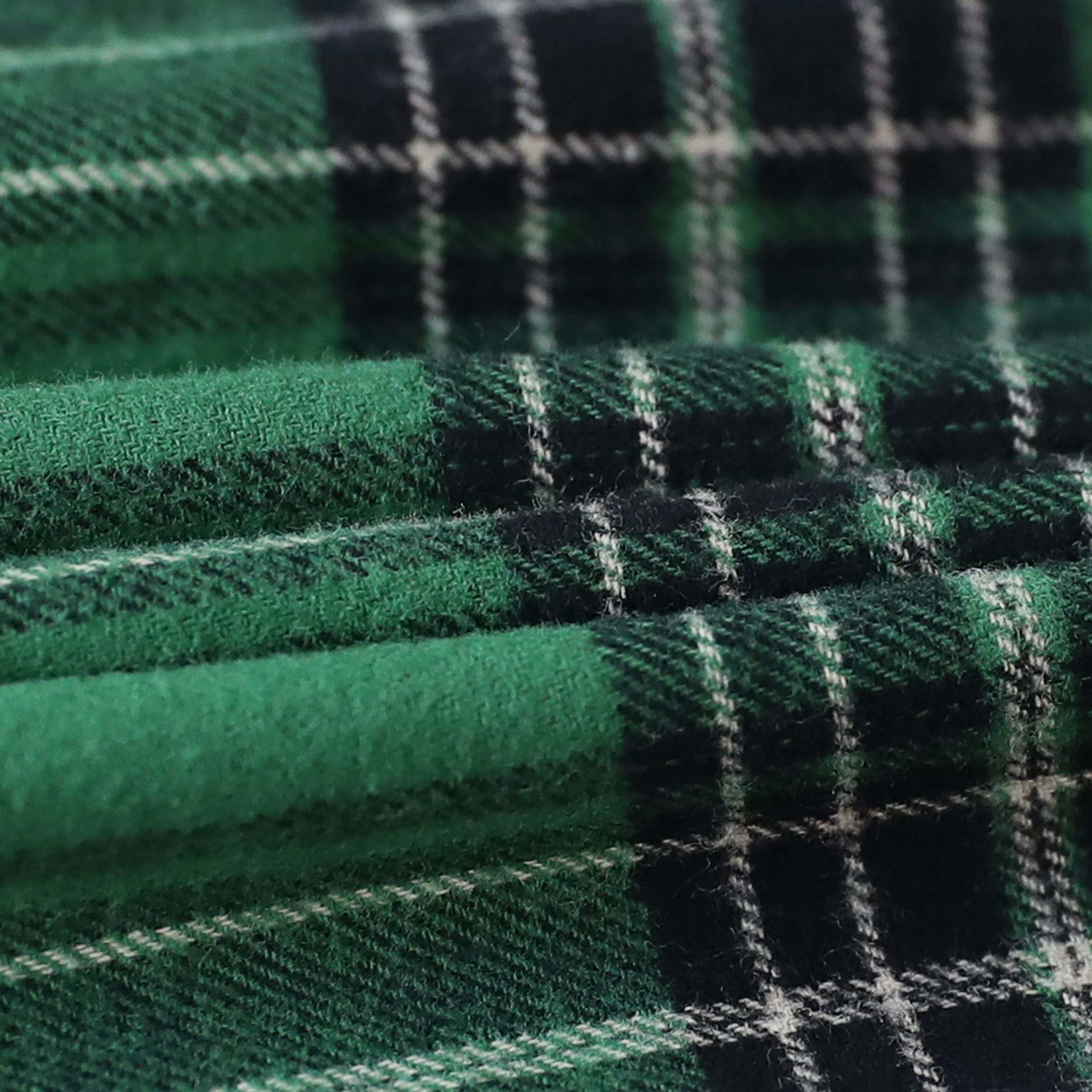 Dubinik? 6oz Mens Long Sleeve Midweight Green Flannel Shirt Warm Casual Soft Cotton Button Down Plaid Shirt #3406