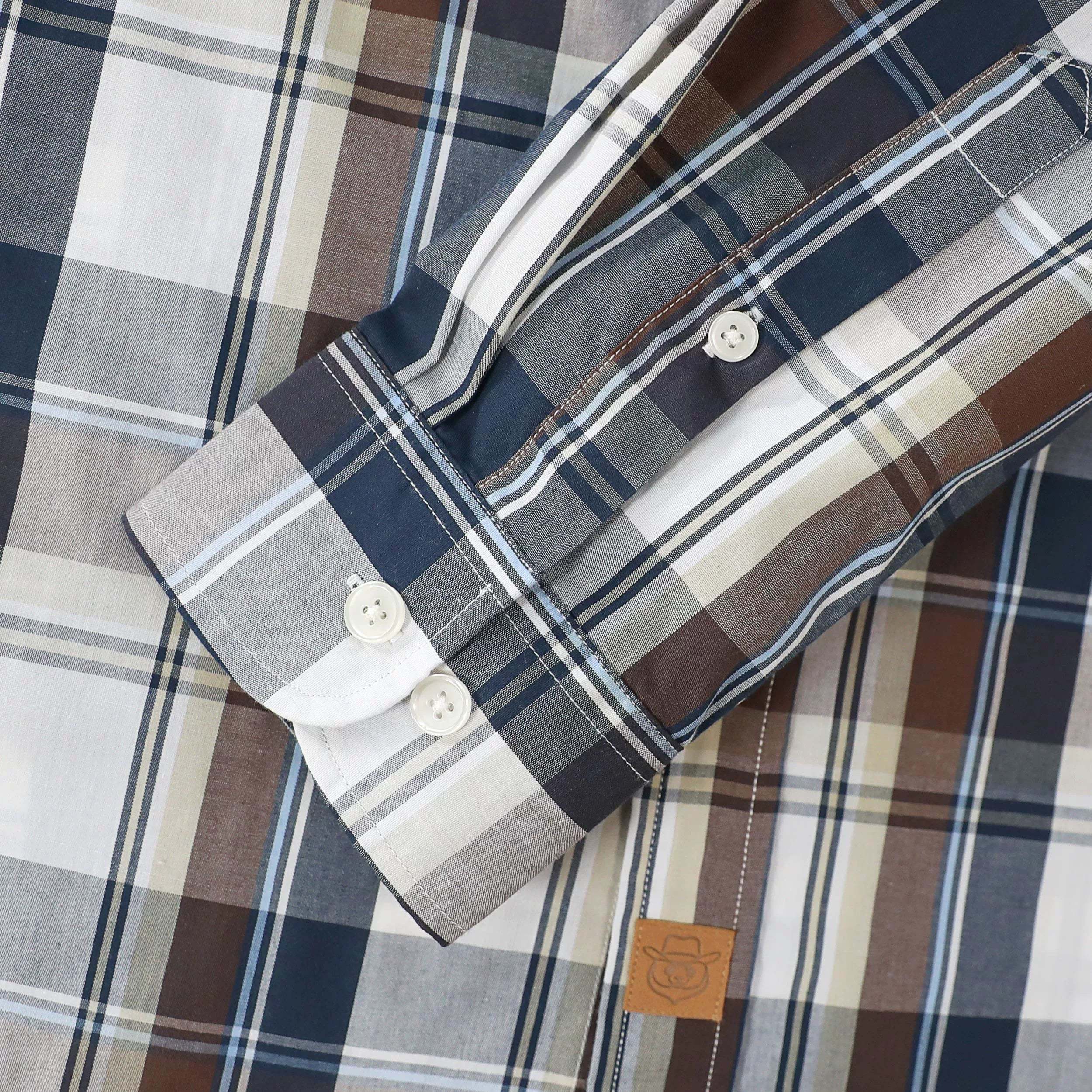 Dubinik? 3.2oz Mens Long Sleeve Casual Button Down Vintage Plaid Shirts#52006