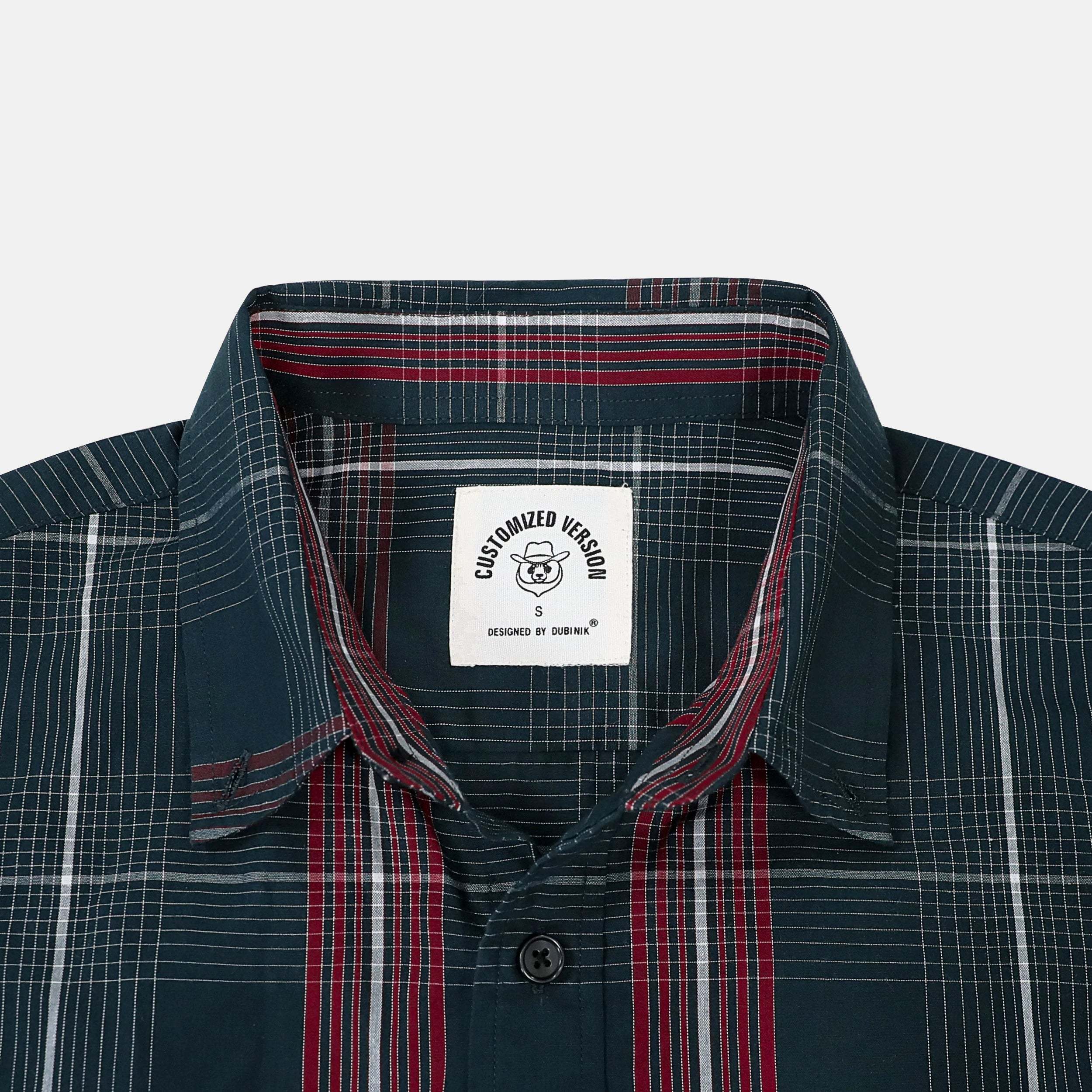 Dubinik? 3.2oz Mens Long Sleeve Casual Button Down Vintage Plaid Shirts#52030
