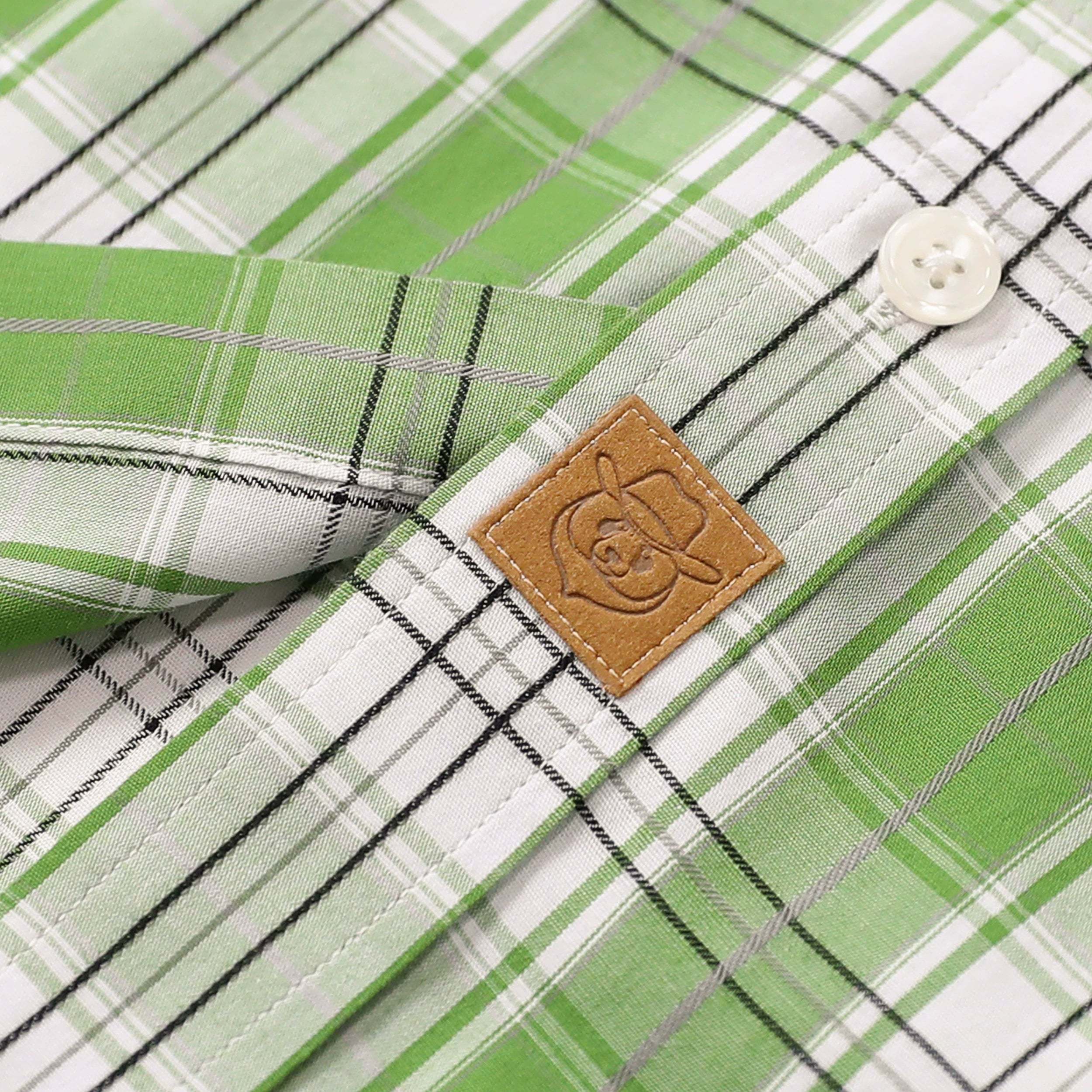 Dubinik? 3.2oz Mens Long Sleeve Casual Button Down Vintage Green Plaid Shirts#52022