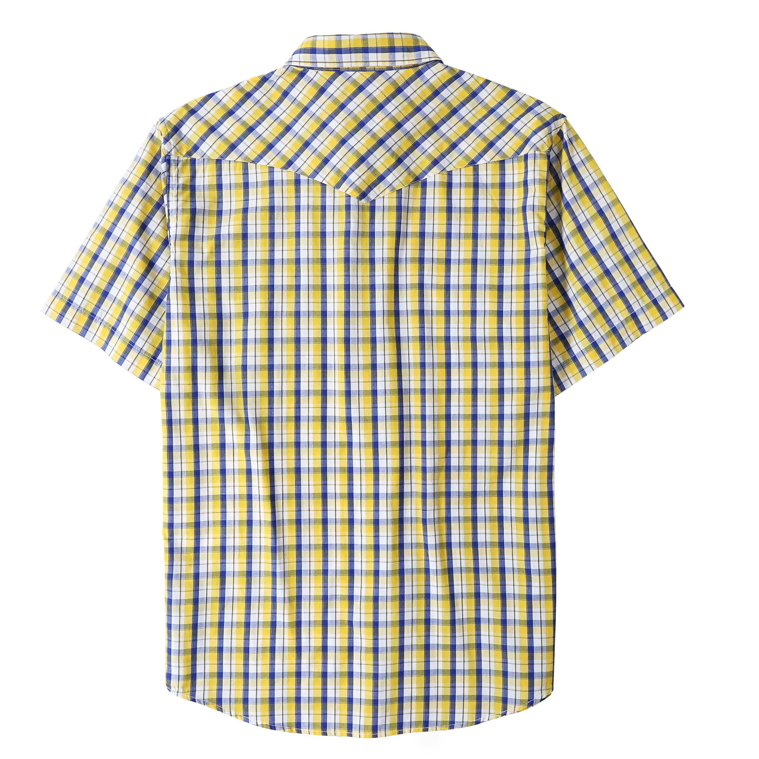 Dubinik? Western Shirts for Men Short Sleeve Plaid Pearl Snap Shirts for Men Button Up Shirt Cowboy Casual Work Shirt#41012