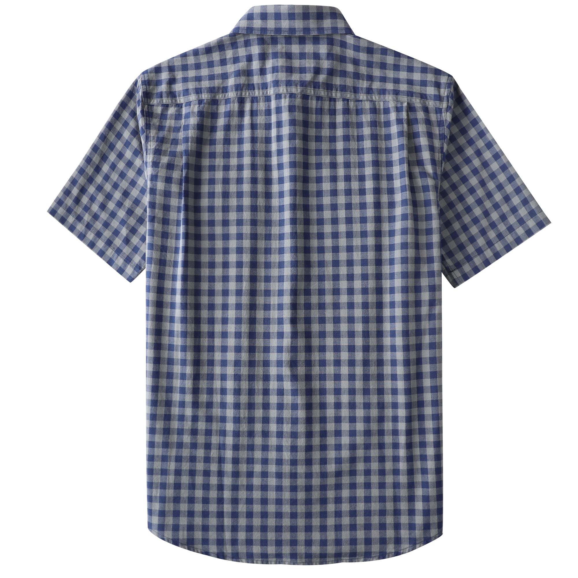 Dubinik? Men’s Short Sleeve Button-Down Shirt, Double Pockets, Casual Workwear Plaid#101718