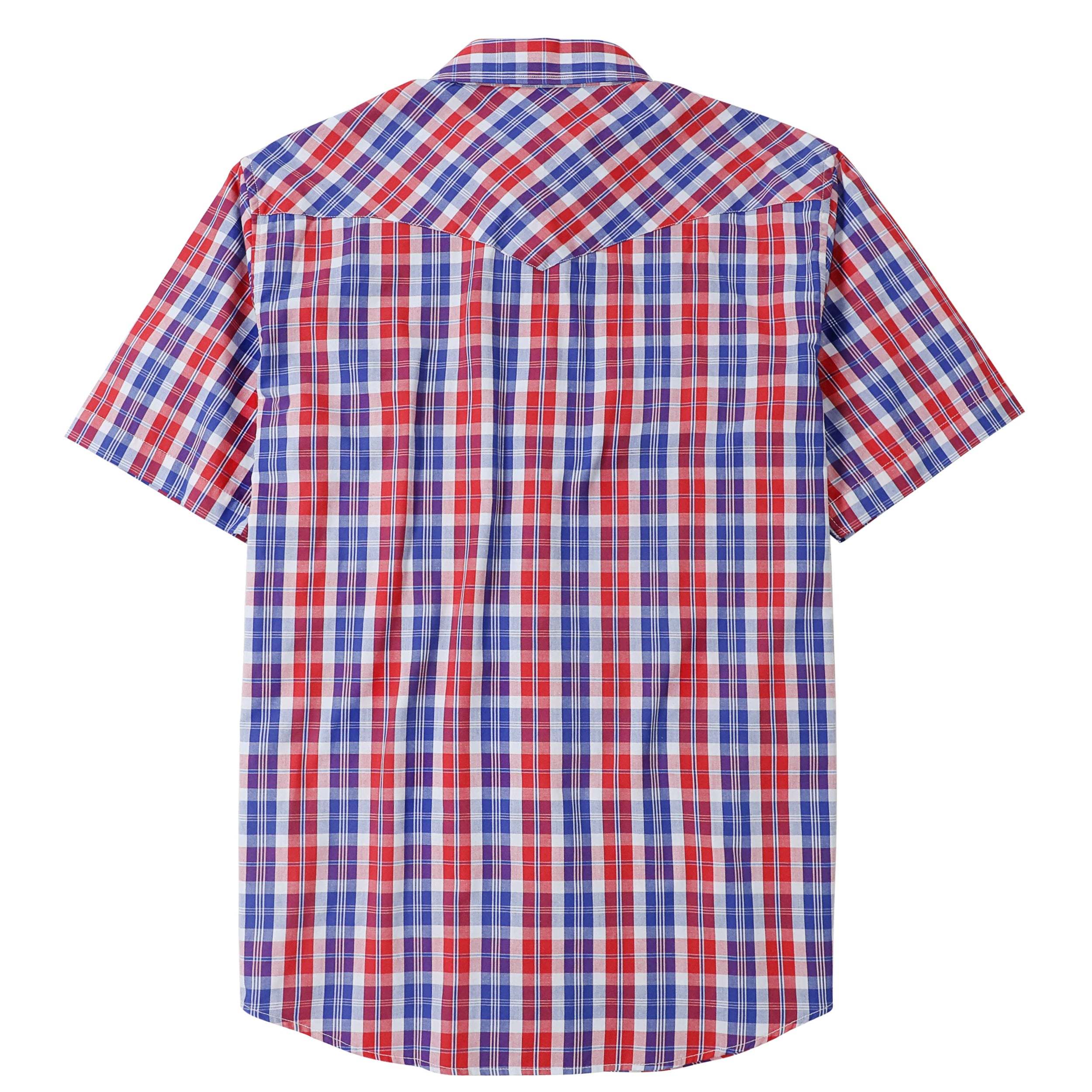 Dubinik? Western Shirts for Men Short Sleeve Plaid Pearl Snap Shirts for Men Button Up Shirt Cowboy Casual Work Shirt#41013