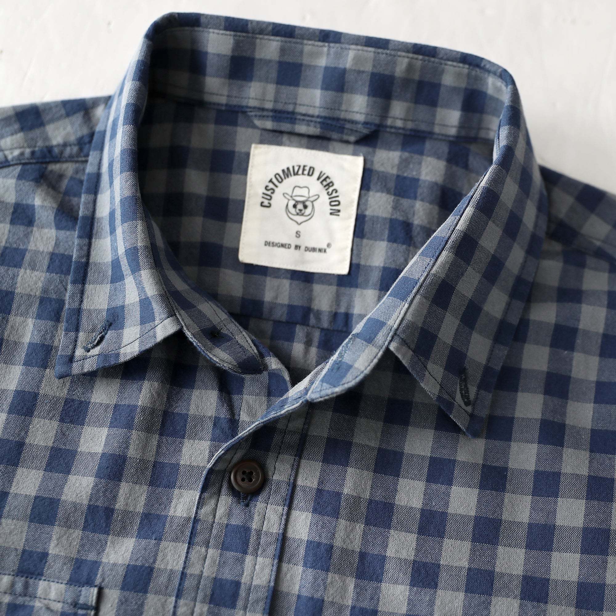 Dubinik? Men’s Short Sleeve Button-Down Shirt, Double Pockets, Casual Workwear Plaid#101718