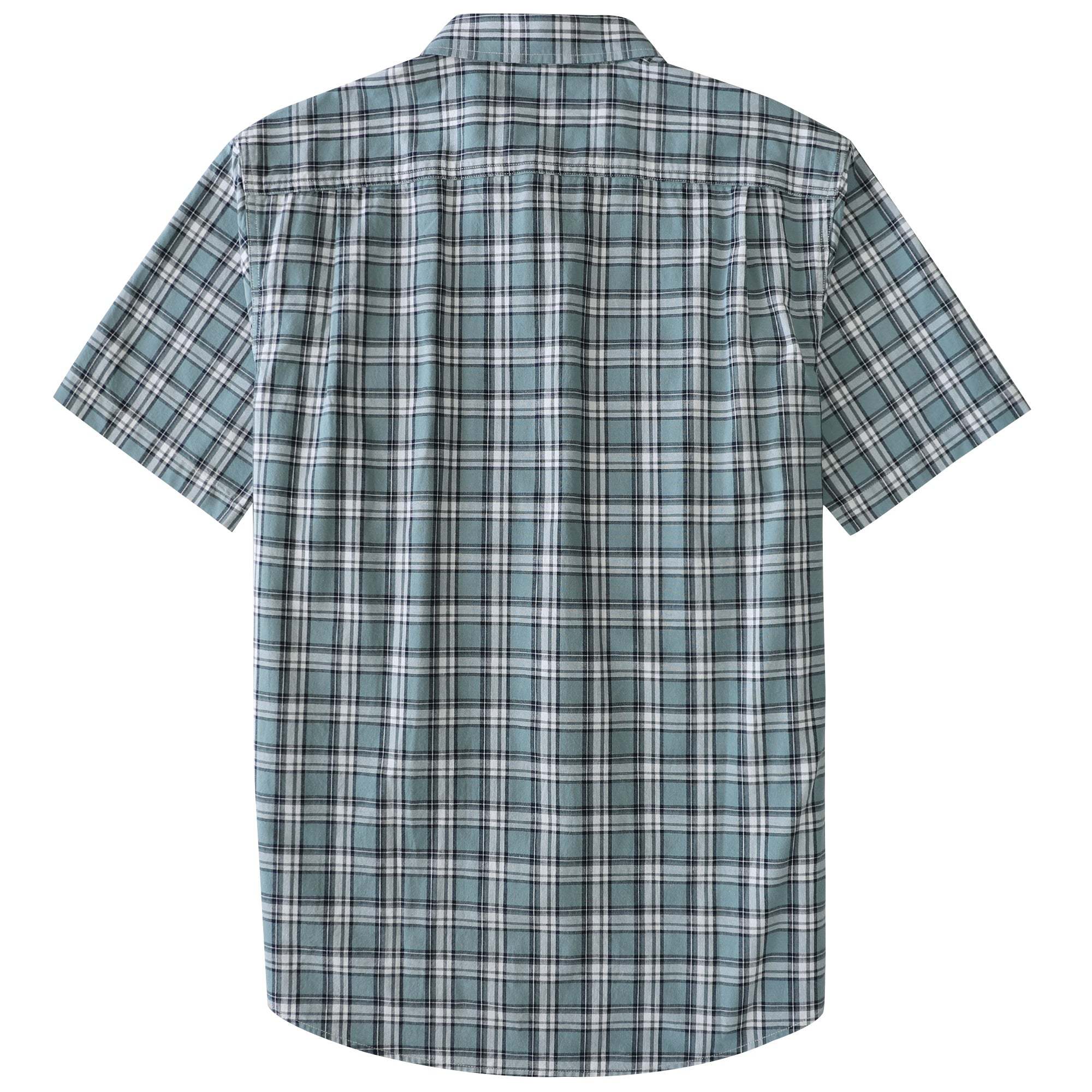 Dubinik? Men’s Short Sleeve Button-Down Shirt, Double Pockets, Casual Workwear Plaid#101712