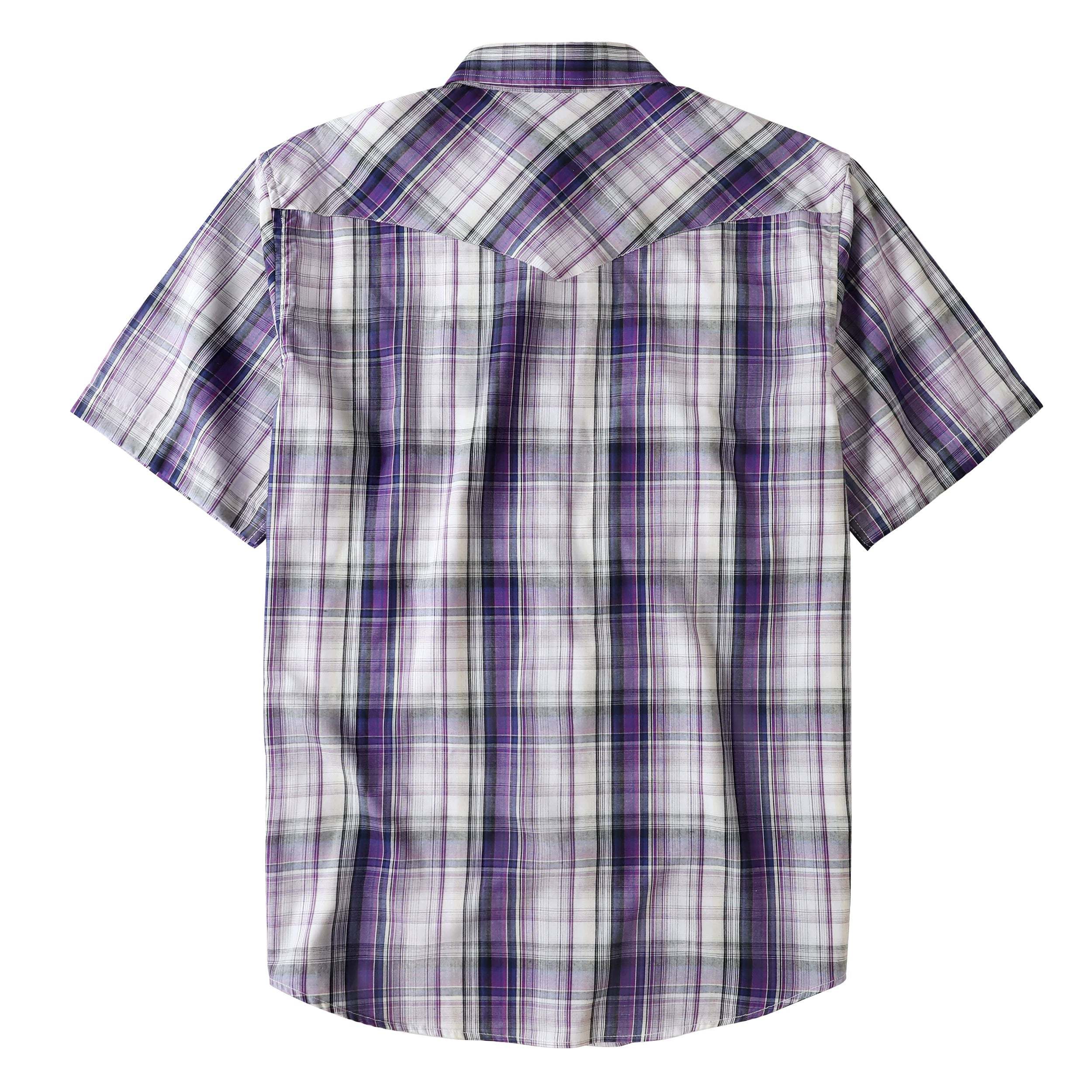 Dubinik? Western Shirts for Men Short Sleeve Plaid Pearl Snap Shirts for Men Button Up Shirt Cowboy Casual Work Shirt#41008