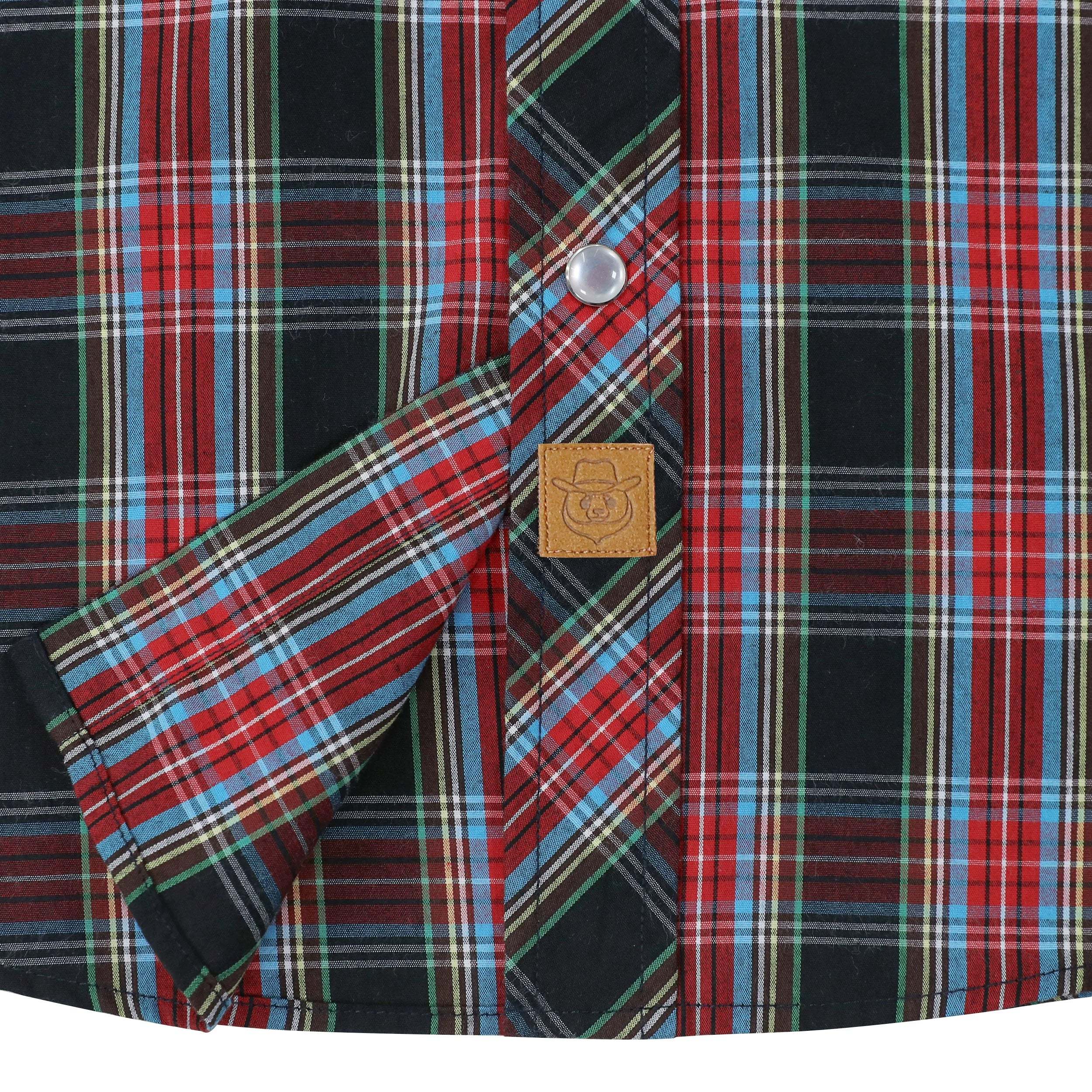 Dubinik? Western Shirts for Men Short Sleeve Plaid Pearl Snap Shirts for Men Button Up Shirt Cowboy Casual Work Shirt#41011