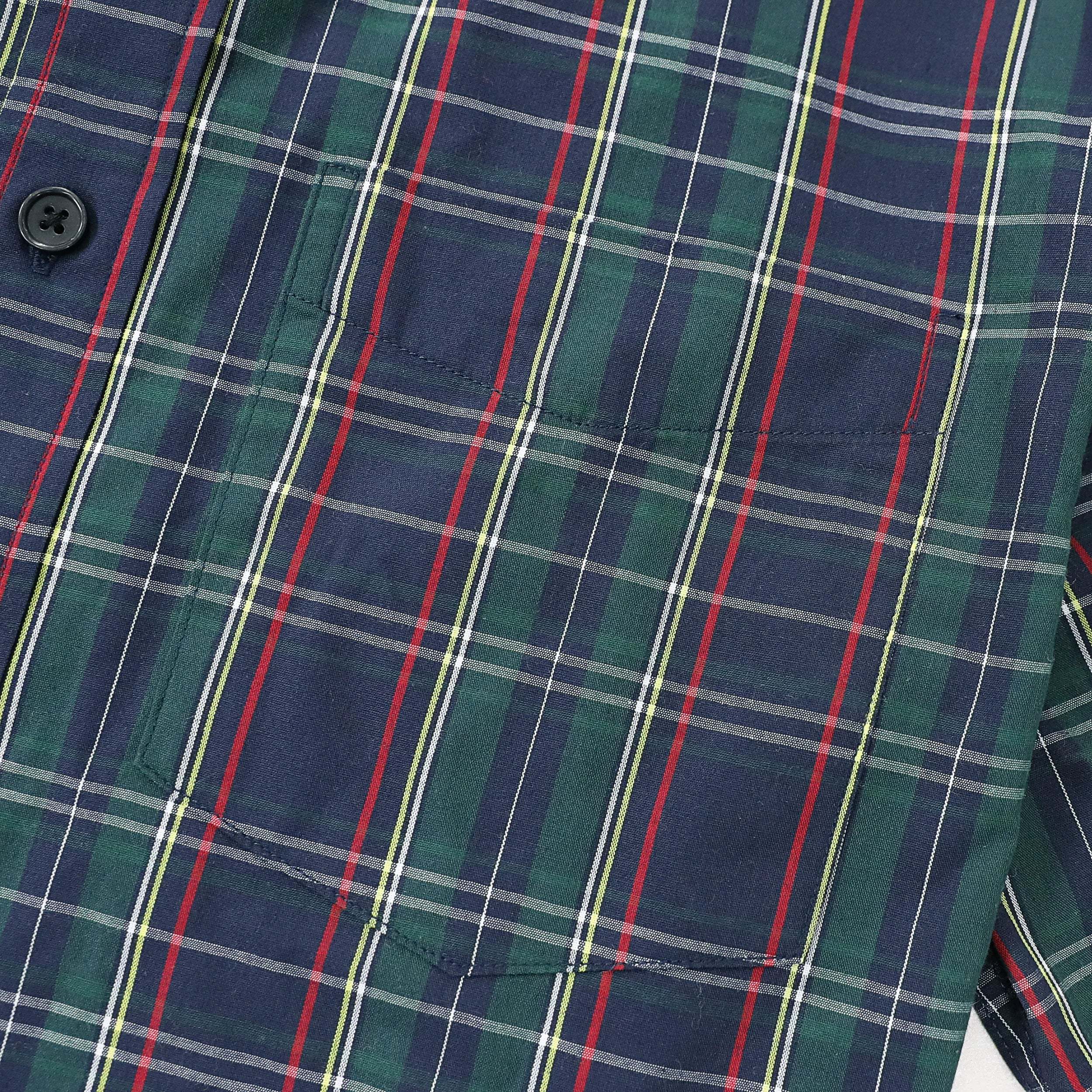 Dubinik? 3.2oz Mens Long Sleeve Casual Button Down Vintage Green Plaid Shirts#52032
