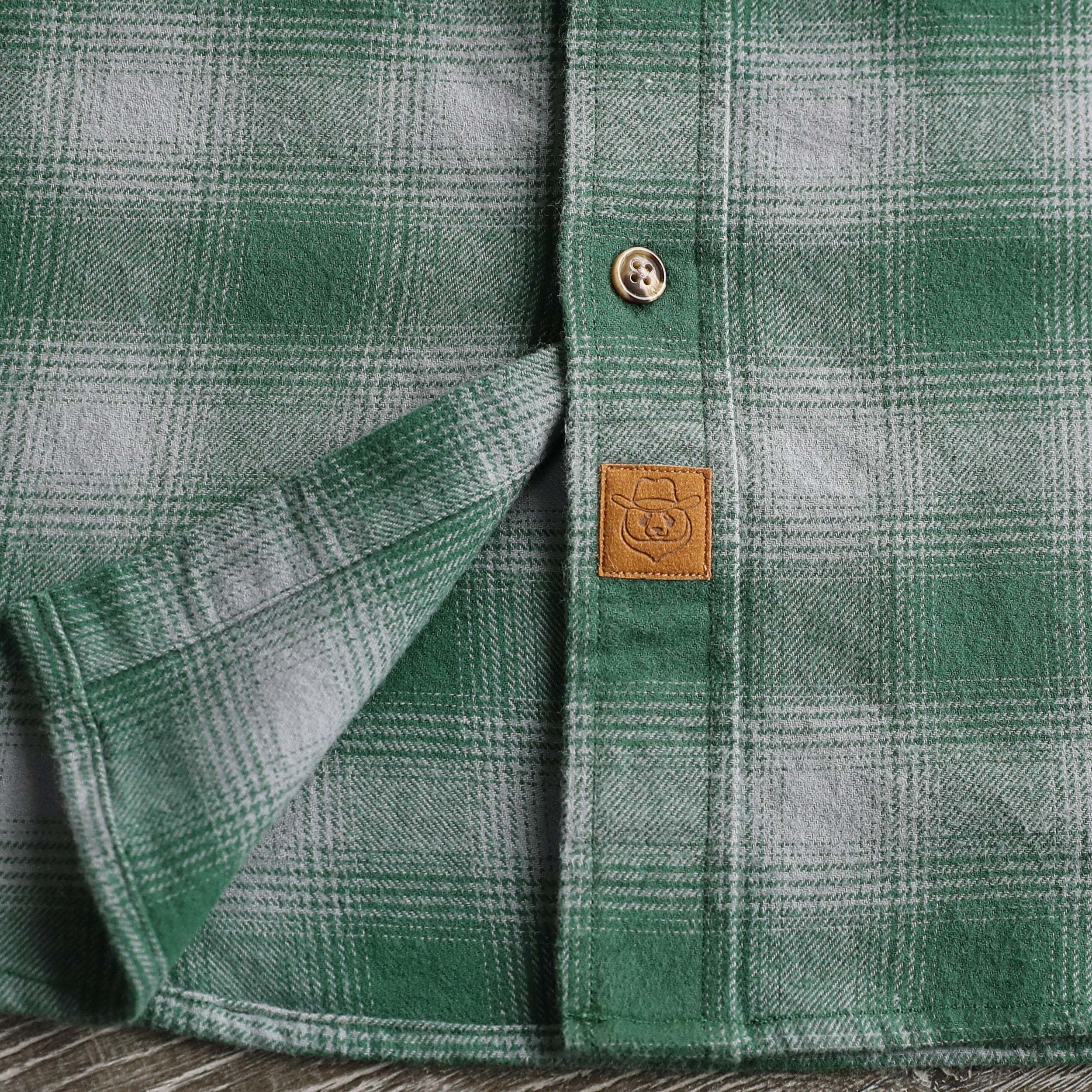 Dubinik? 6oz Mens Green Flannel Shirt Long Sleeve Button Down Plaid All Cotton Soft Brushed Flannel Shirt For Men Utility Casual Shirt #0030024