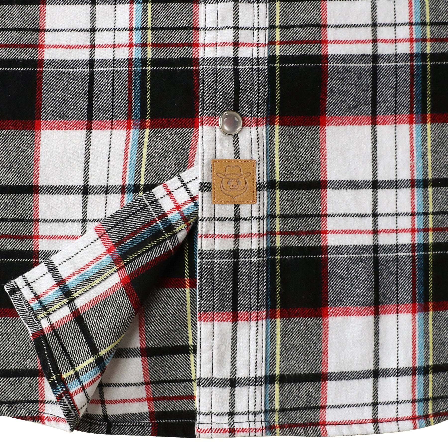 Dubinik? 6oz Men's Long Sleeve Pearl Snap Midweight Flannel Casual Western Cowboy Plaid Shirts 100% Cotton#36007