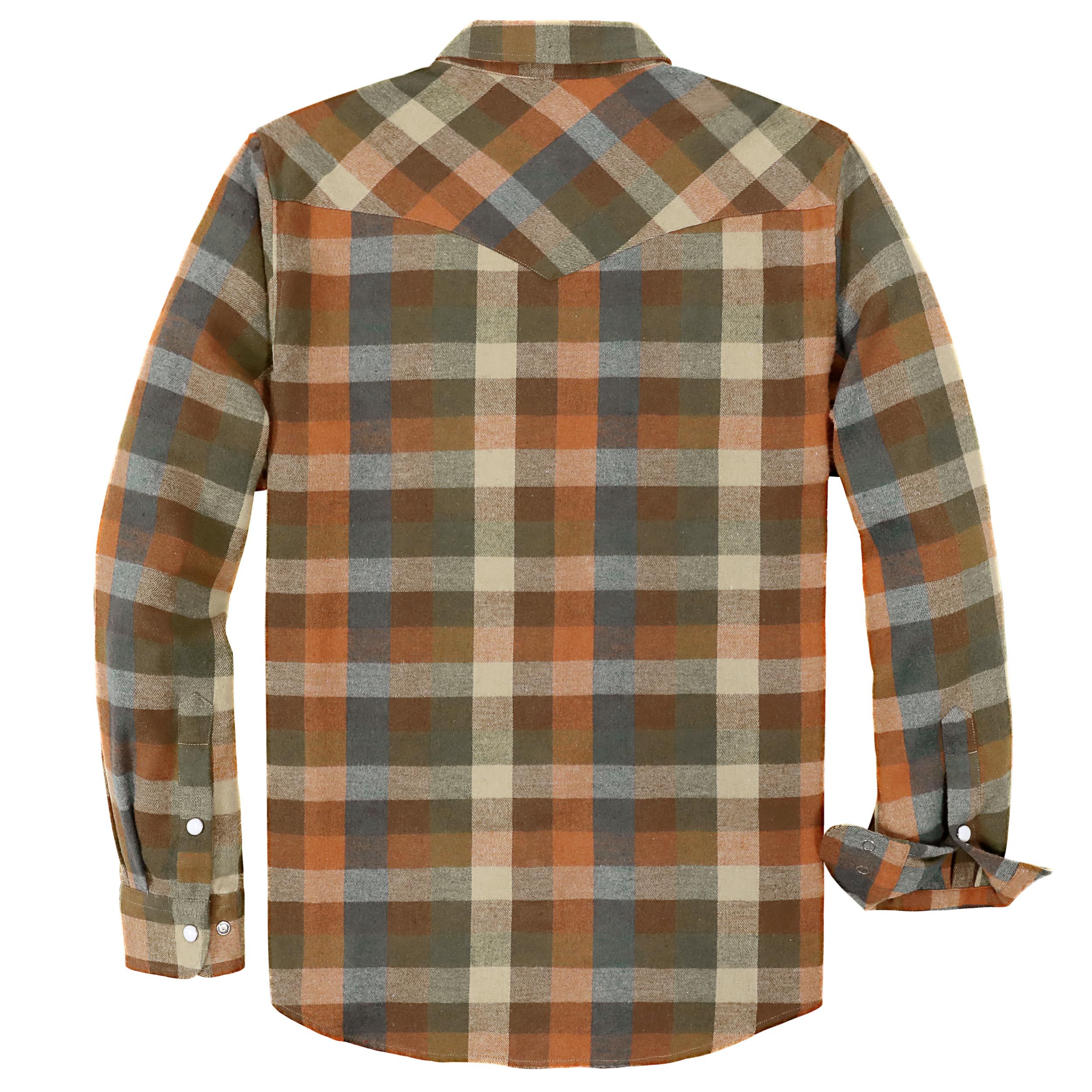Tall size in stock now! Dubinik? 6oz Flannel Shirt For Men Western Cowboy Pearl Snap Shirts For Men Long Sleeve Vintage Buttons Down Plaid Shirt #28702