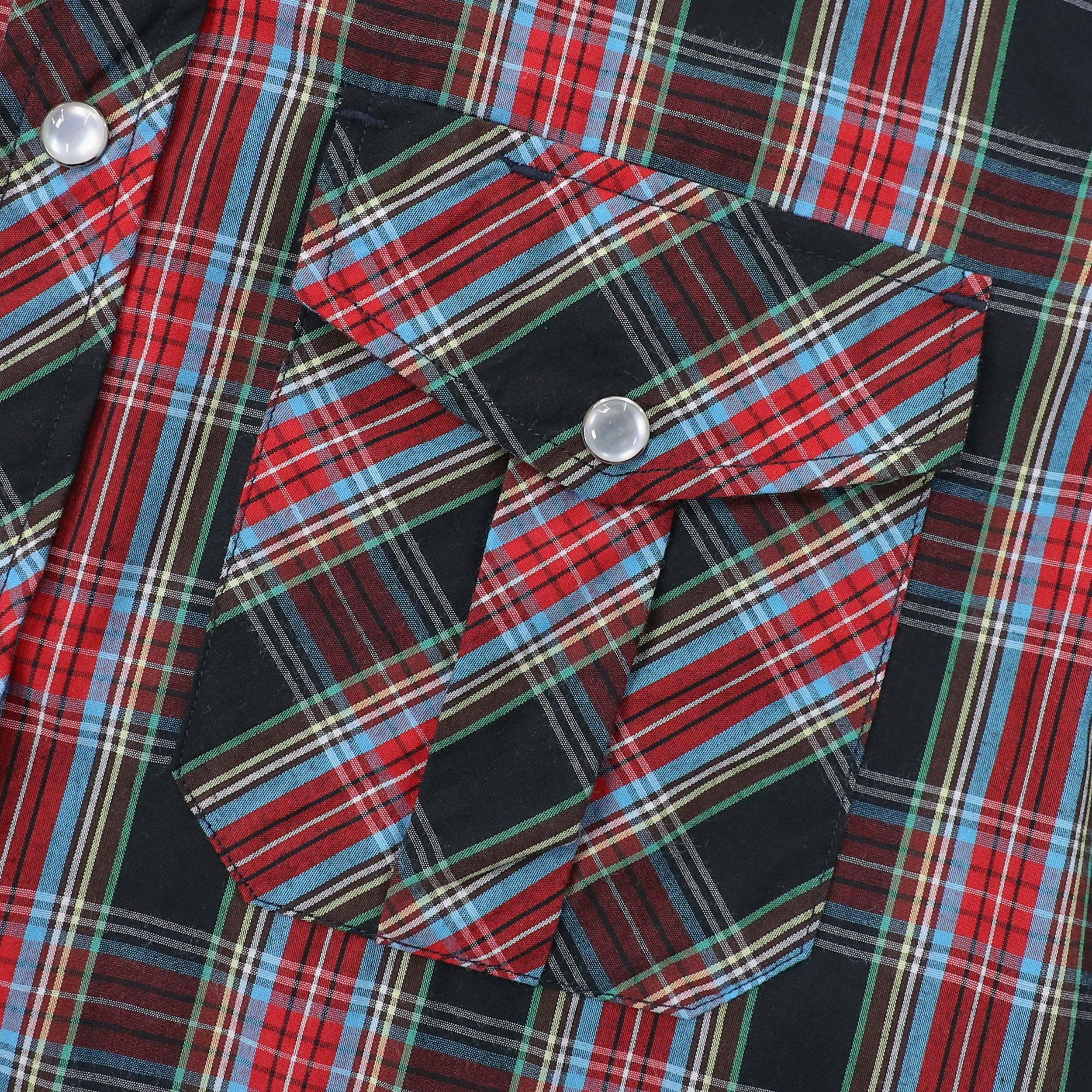 Dubinik? Western Shirts for Men Short Sleeve Plaid Pearl Snap Shirts for Men Button Up Shirt Cowboy Casual Work Shirt#41011