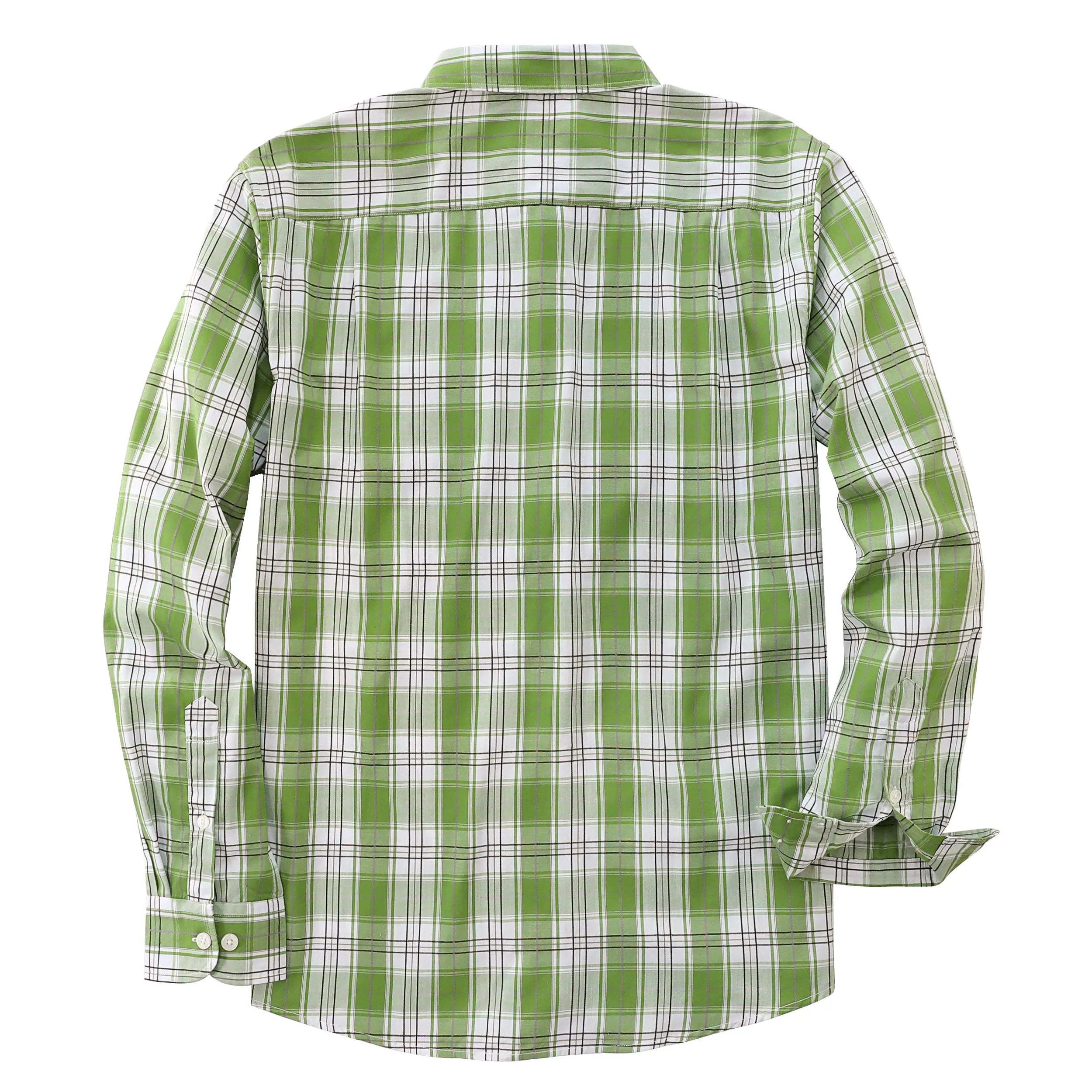 Dubinik? 3.2oz Mens Long Sleeve Casual Button Down Vintage Green Plaid Shirts#52022