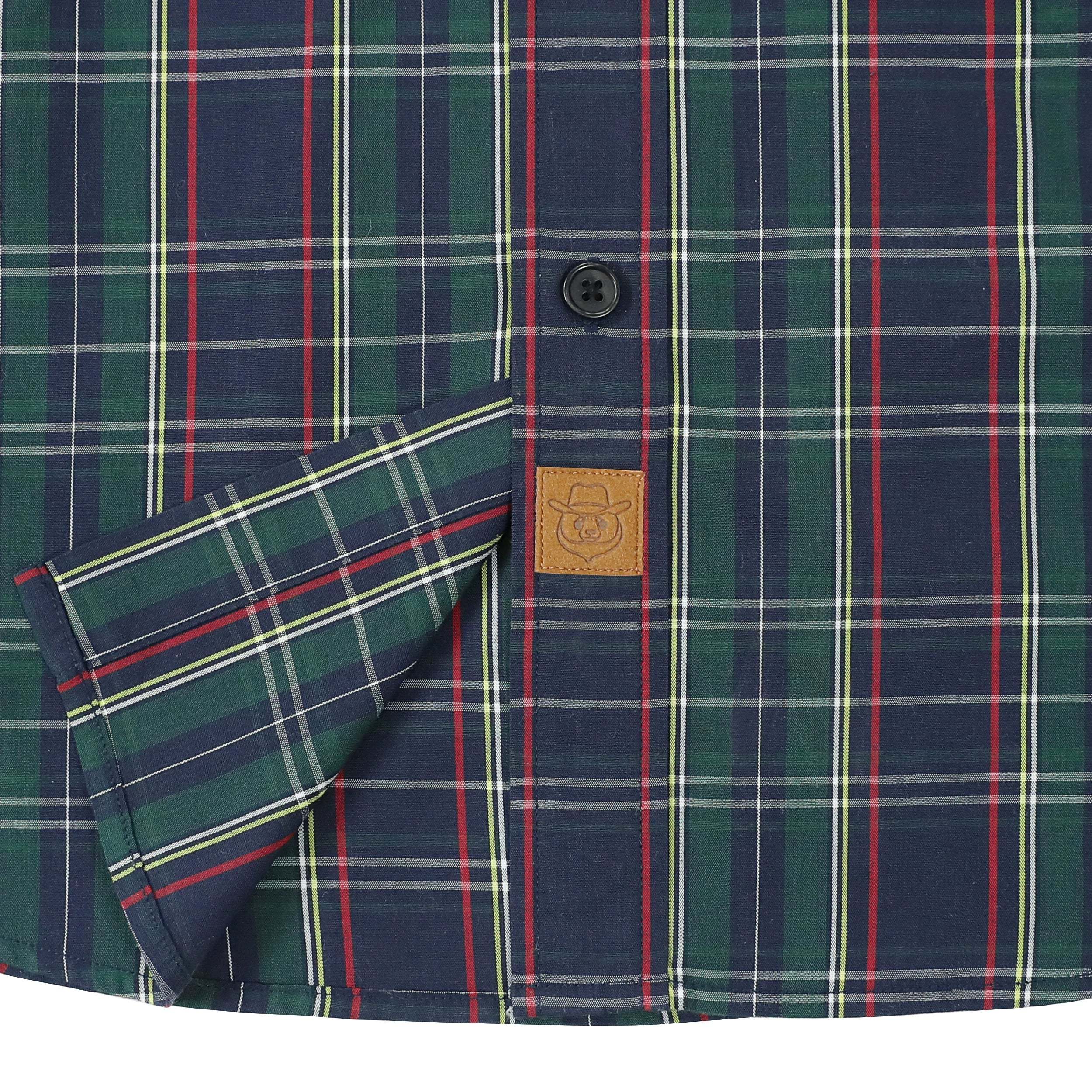 Dubinik? 3.2oz Mens Long Sleeve Casual Button Down Vintage Green Plaid Shirts#52032