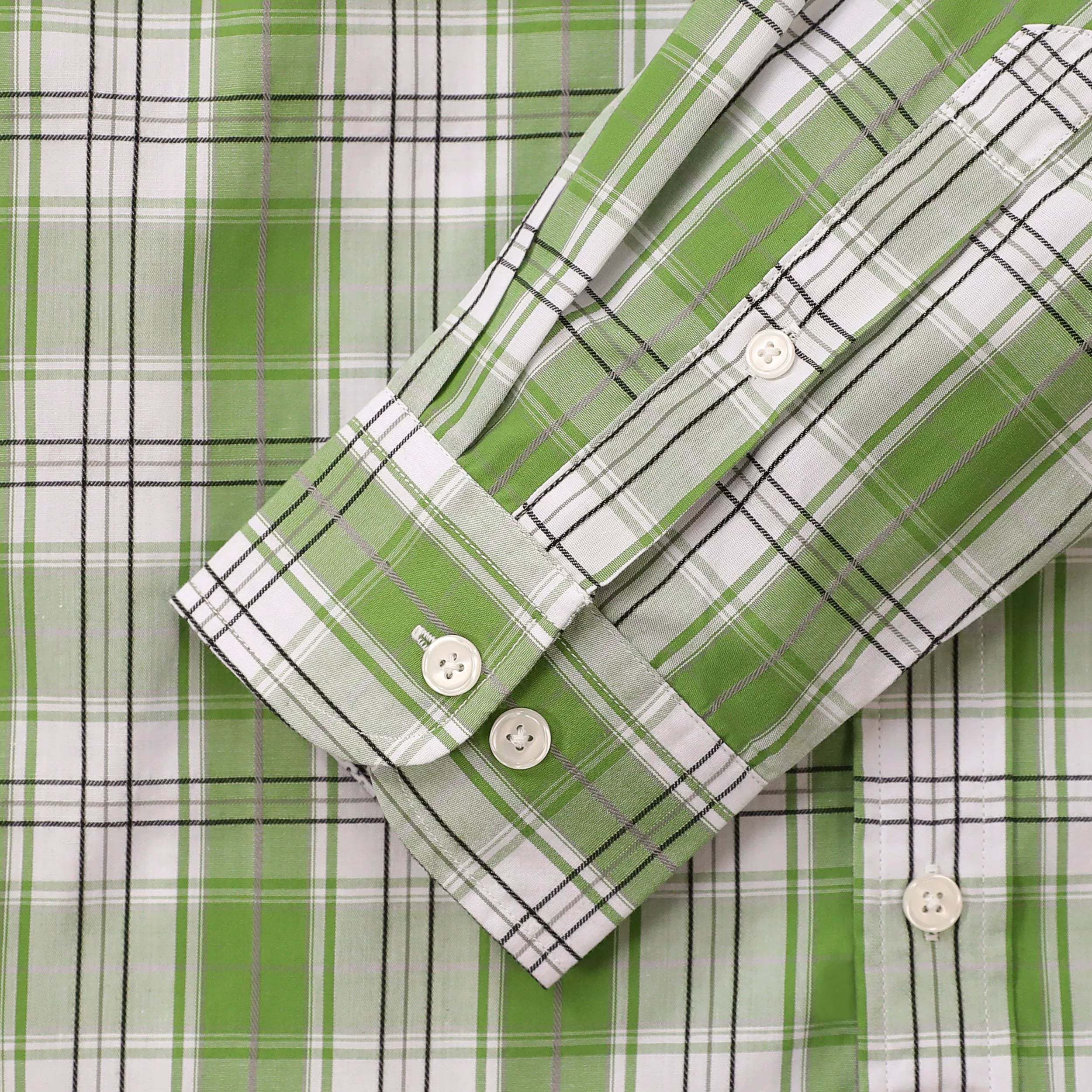 Dubinik? 3.2oz Mens Long Sleeve Casual Button Down Vintage Green Plaid Shirts#52022