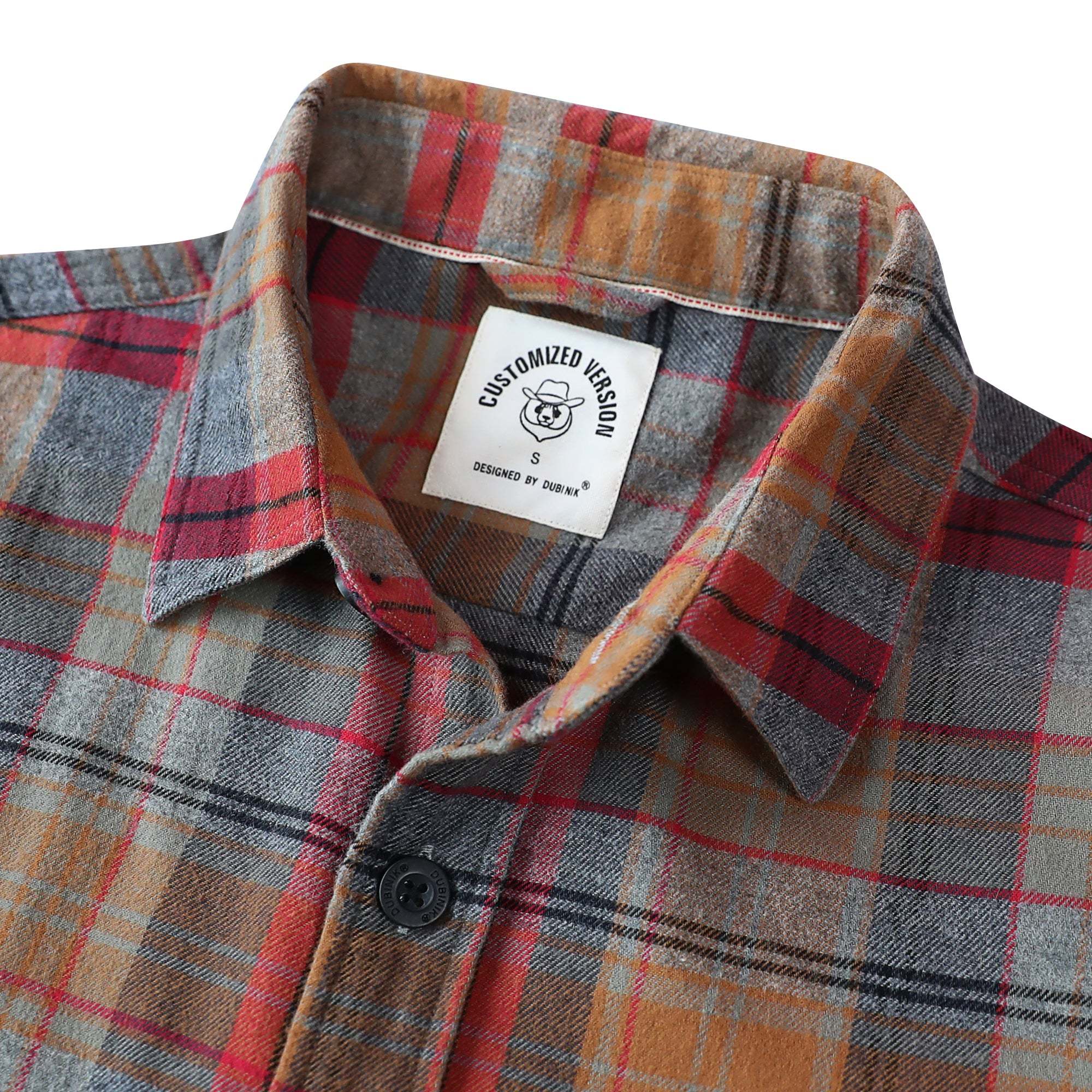 Dubinik? 6oz Mens Long Sleeve Midweight Flannel Shirt Warm Casual Soft Cotton Button Down Plaid Shirt #3413