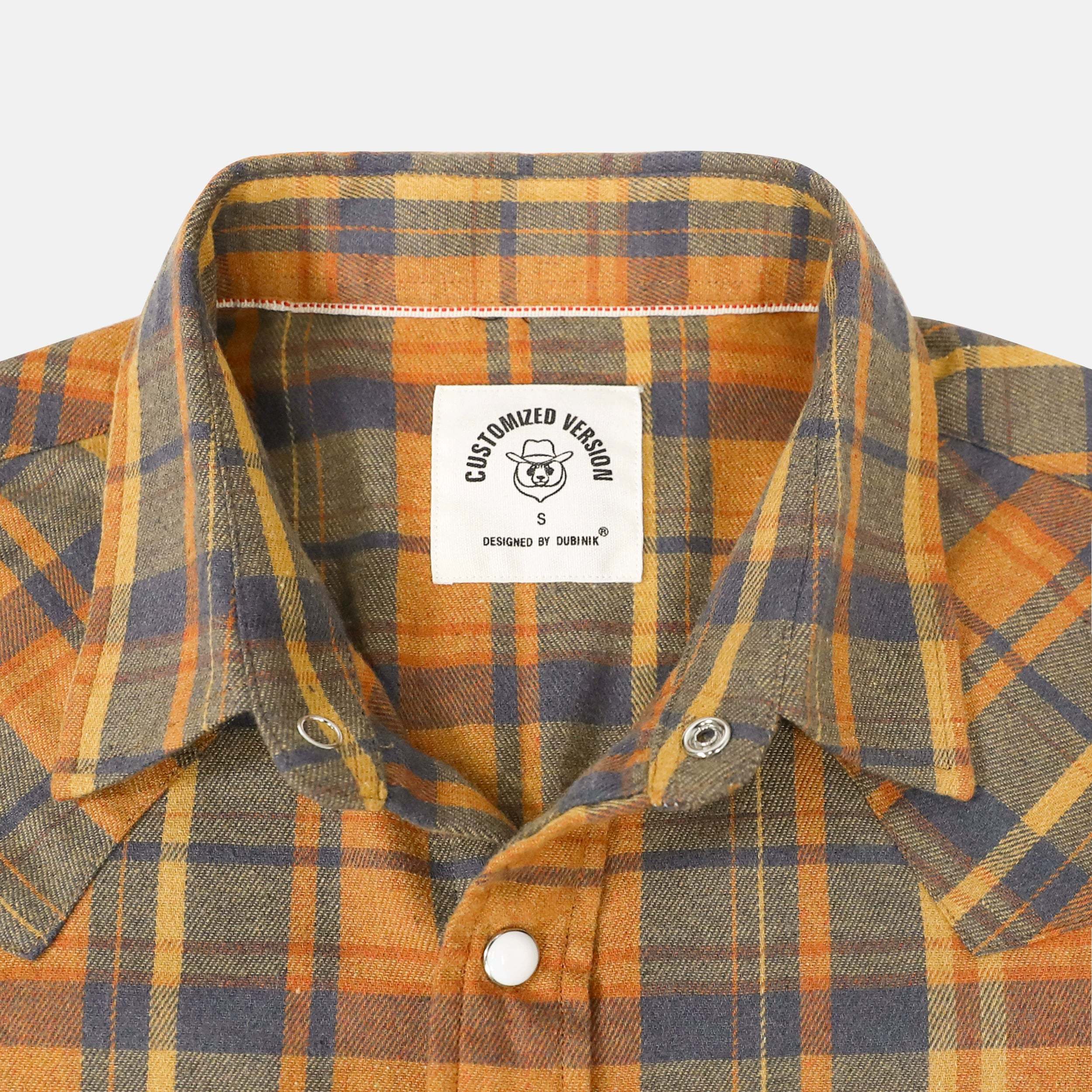 Dubinik? 6oz Flannel Shirt For Men Western Cowboy Pearl Snap Shirts For Men Long Sleeve Vintage Buttons Down Plaid Shirt #28009