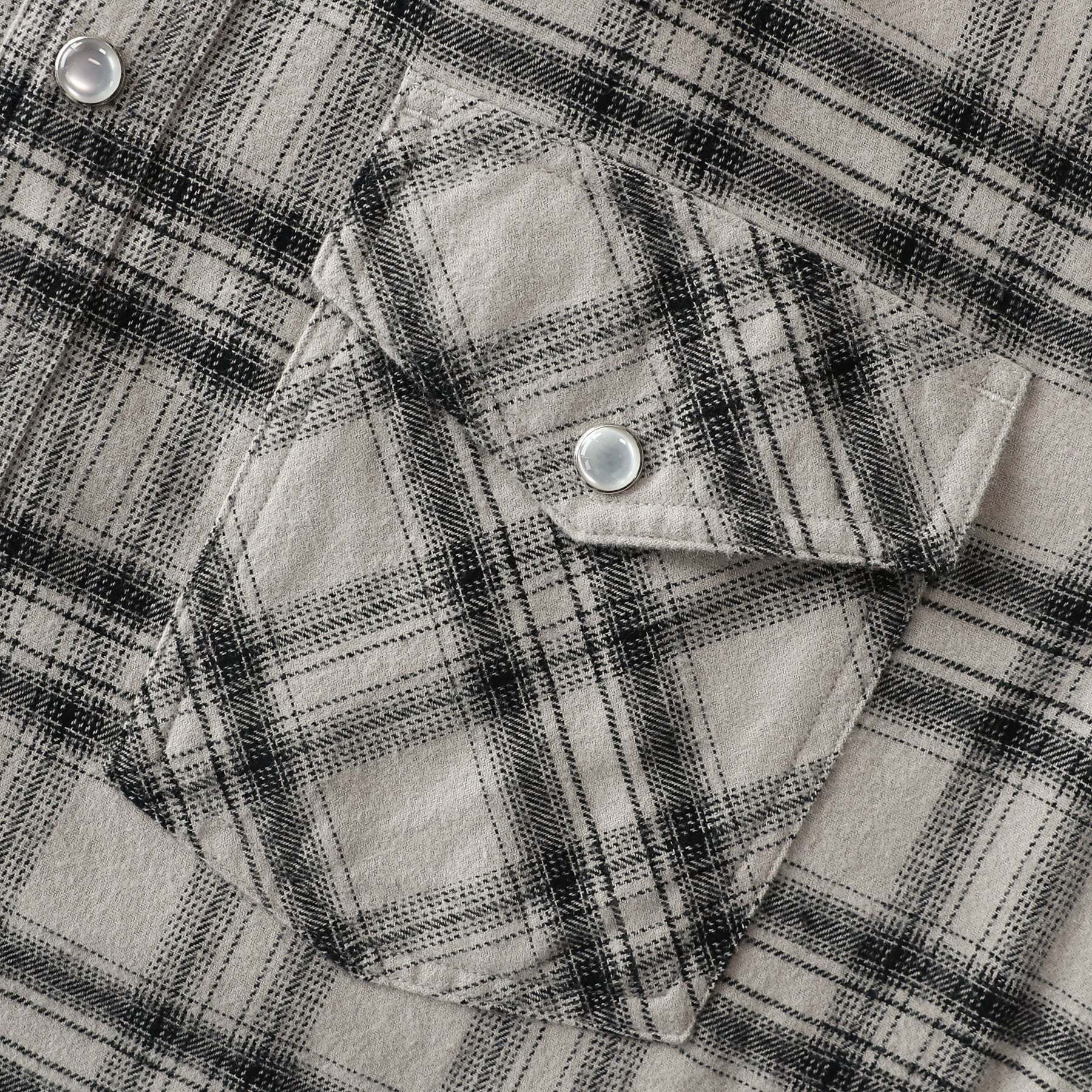 Dubinik? 6oz Men's Long Sleeve Pearl Snap Midweight Flannel Casual Western Cowboy Plaid Shirts 100% Cotton#36002