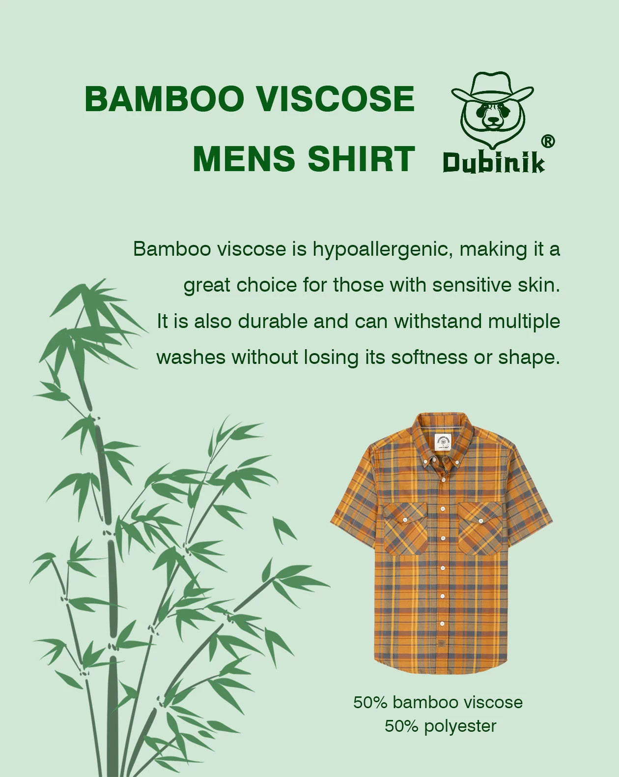 Dubinik? Bamboo Viscose Mens Short Sleeve Button Down Pockets Shirts#39404