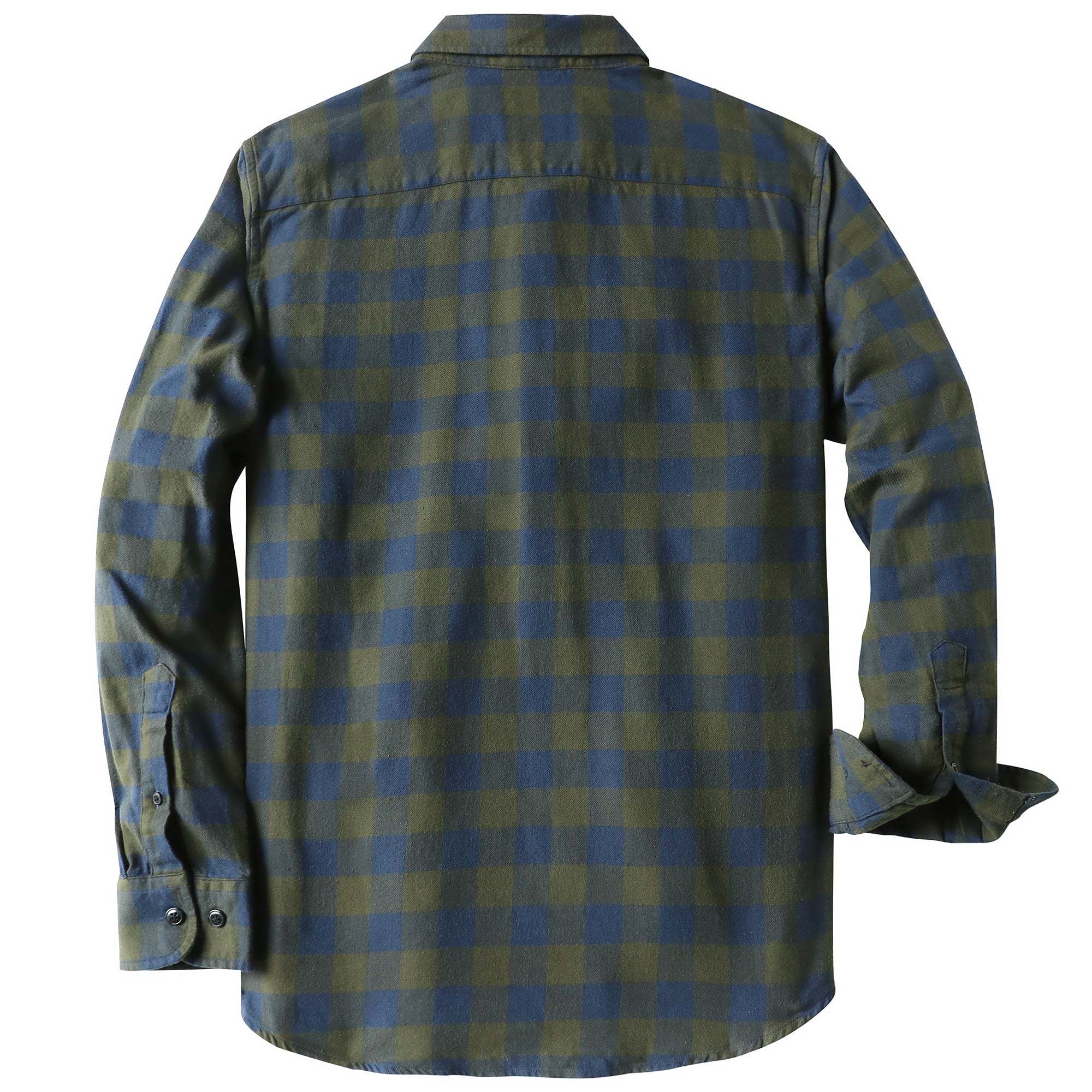6oz Men's Plaid Green Flannel Long Sleeve Shirts #0340