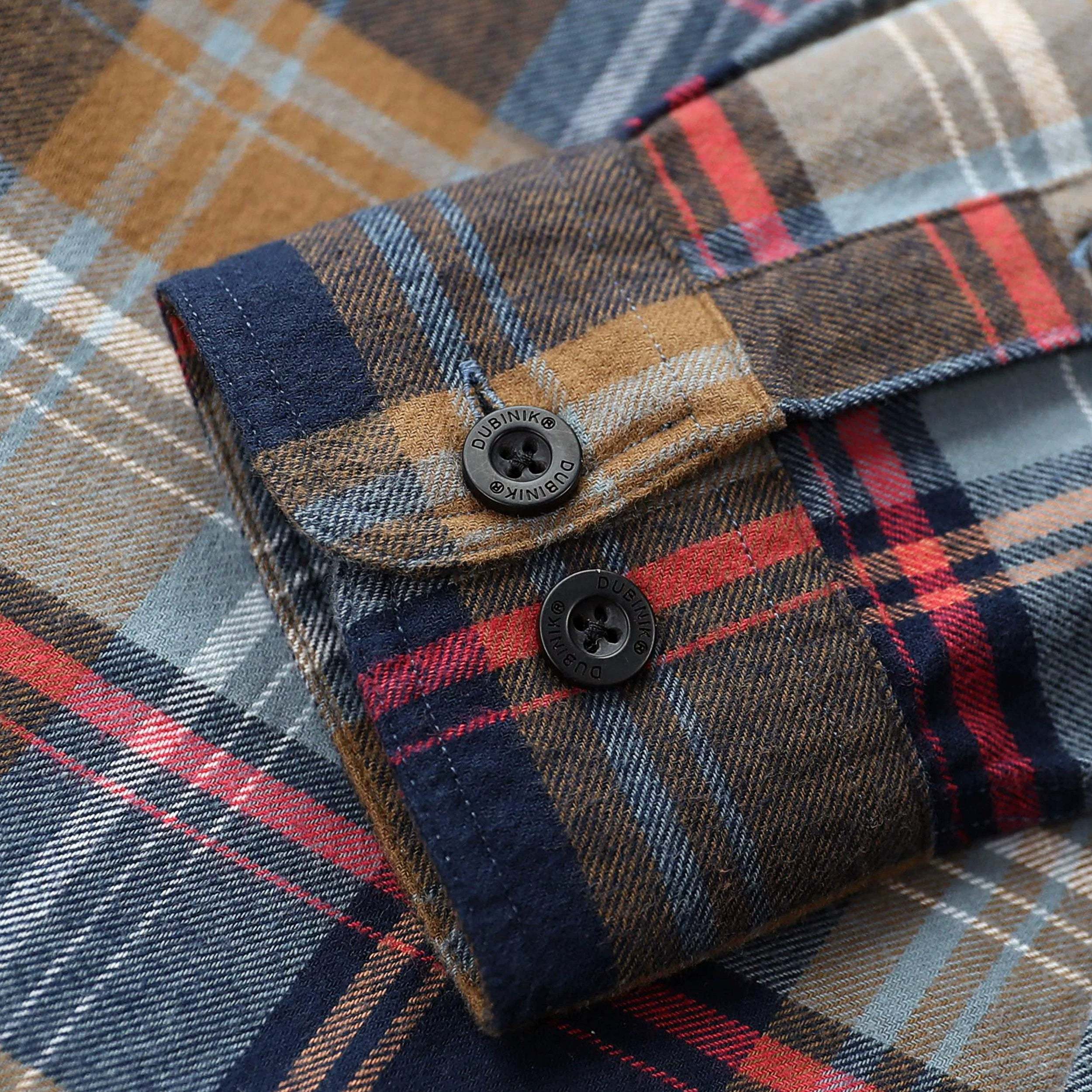 Dubinik? 6oz Mens Long Sleeve Midweight Flannel Shirt Warm Casual Soft Cotton Button Down Plaid Shirt #3412