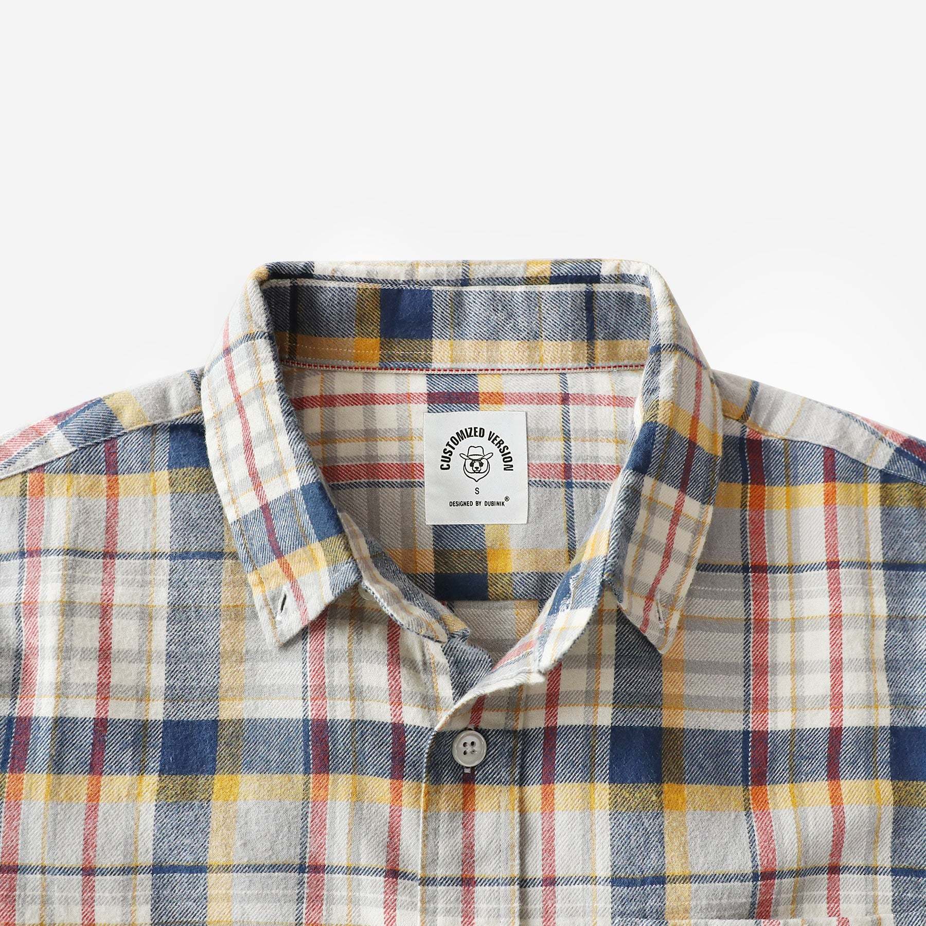 Dubinik? 6oz Flannel Shirt for Men 100% Cotton Mens Flannel Shirts Long Sleeve Plaid Soft Casual Button Down Shirt Men#66008