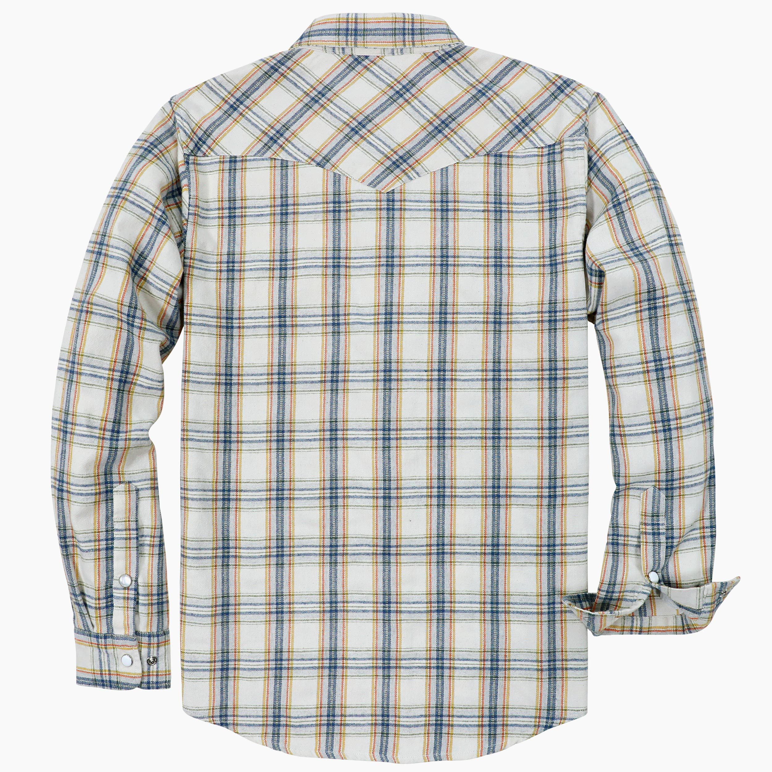 Dubinik? 6oz Flannel Shirt For Men Western Cowboy Pearl Snap Shirts For Men Long Sleeve Vintage Buttons Down Plaid Shirt #28802