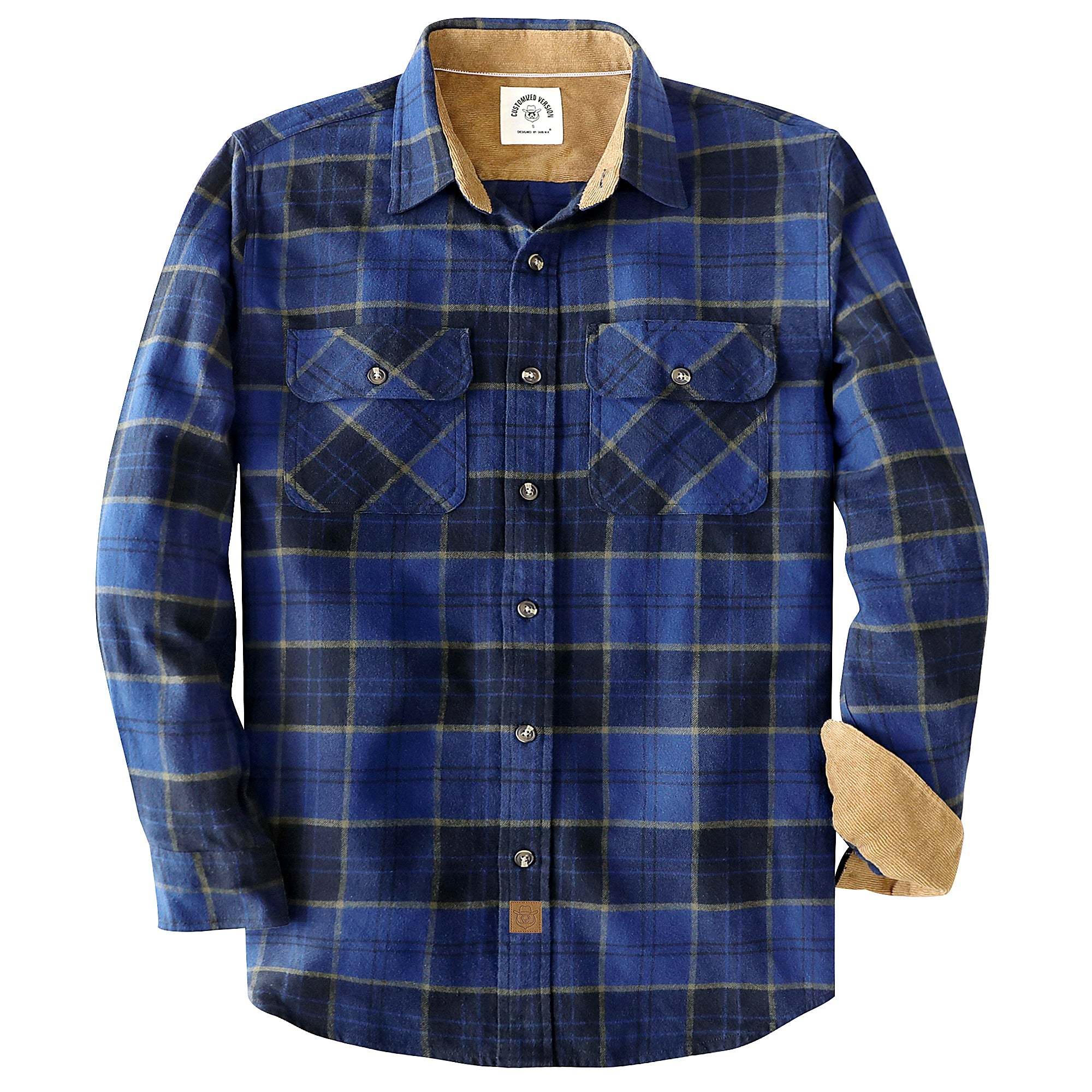Dubinik? 6oz Mens Flannel Shirt Long Sleeve Button Down Plaid All Cotton Soft Brushed Flannel Shirt For Men Utility Casual Shirt #0030016