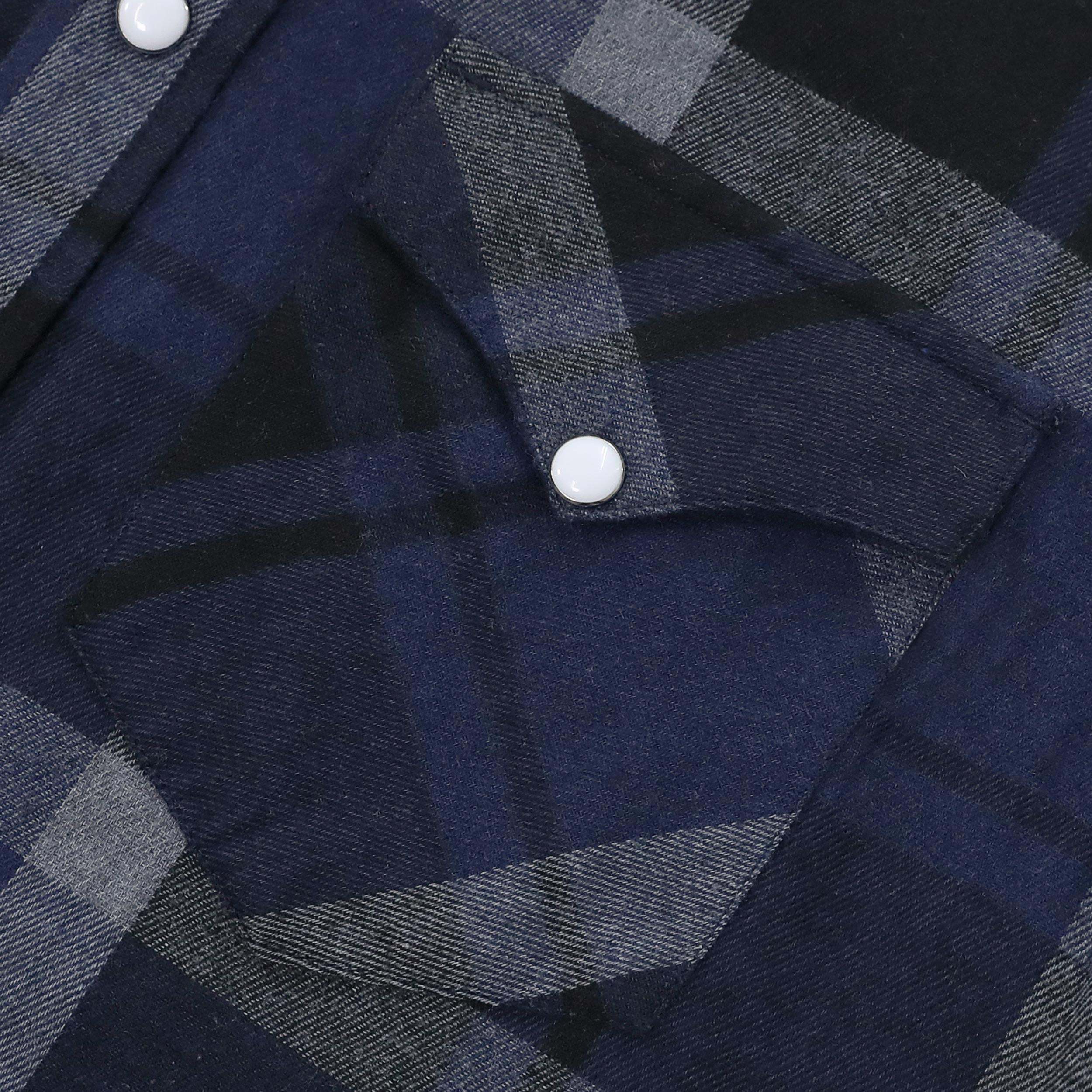 Dubinik? 6oz Flannel Shirt For Men Western Cowboy Pearl Snap Shirts For Men Long Sleeve Vintage Buttons Down Plaid Shirt #28503