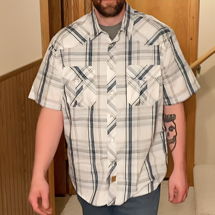 Dubinik? Western Shirts for Men Short Sleeve Plaid Pearl Snap Shirt Cowboy Casual Work Shirt#41016