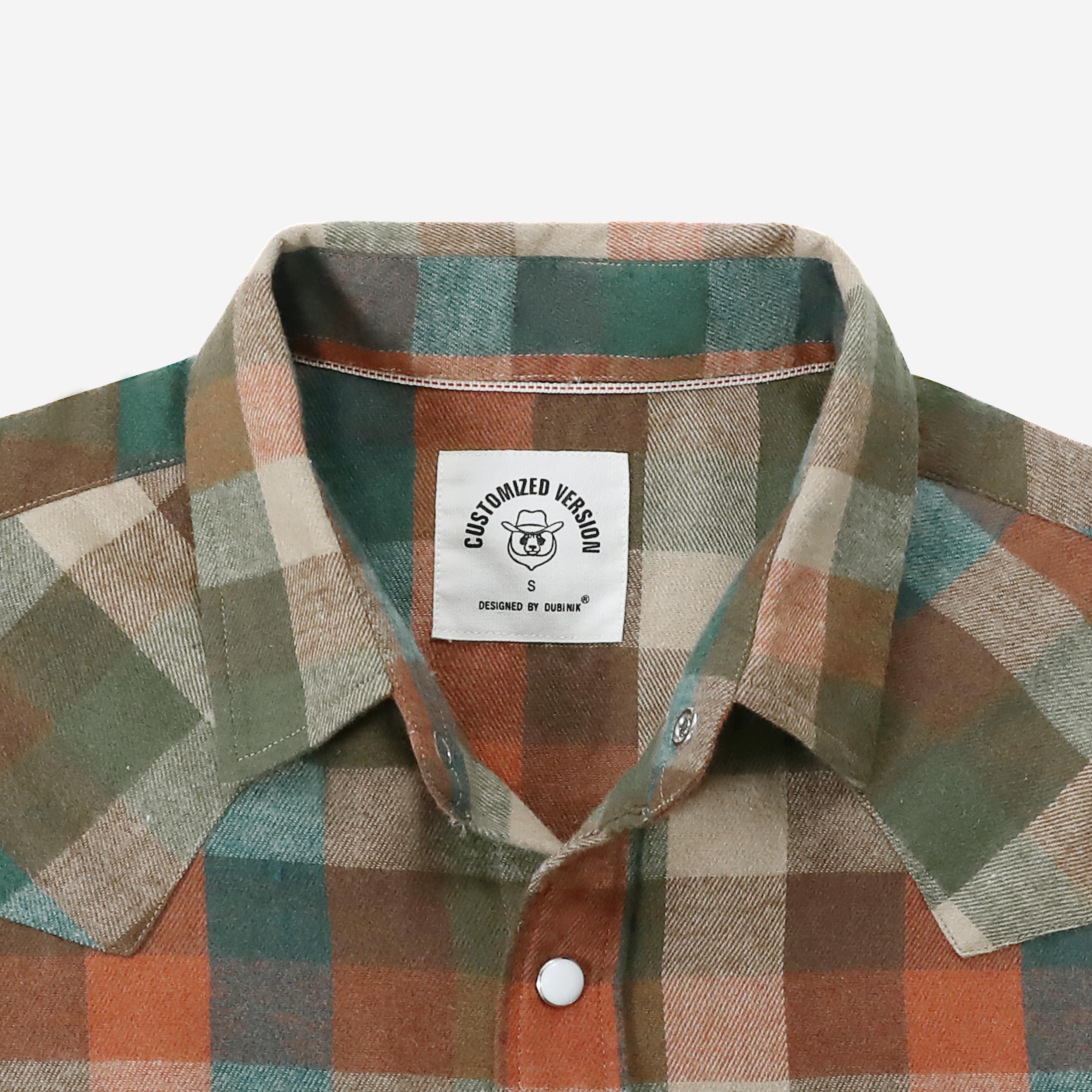 Tall size in stock now! Dubinik? 6oz Flannel Shirt For Men Western Cowboy Pearl Snap Shirts For Men Long Sleeve Vintage Buttons Down Plaid Shirt #28702