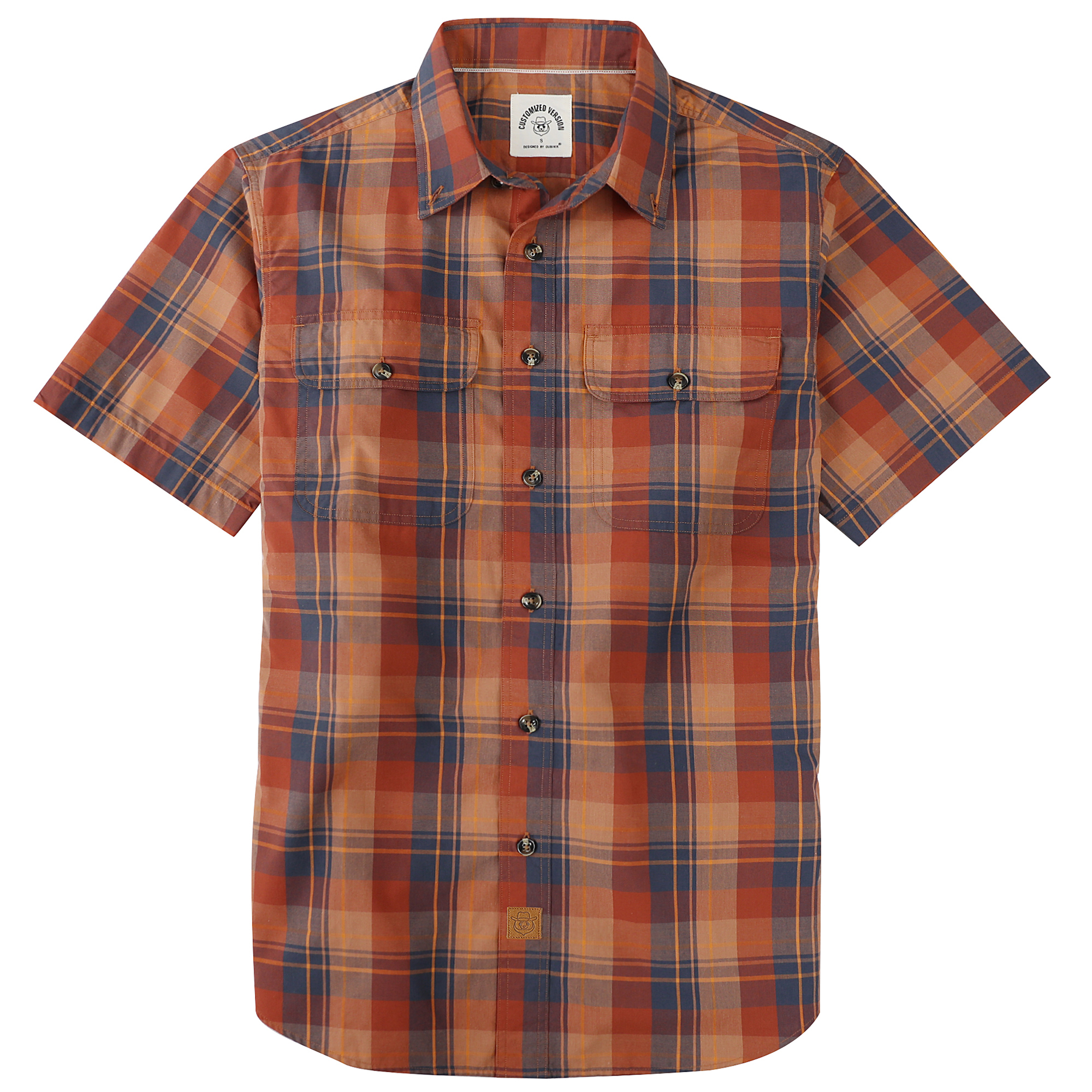 Dubinik? Mens Short Sleeve Button Down Shirts Plaid Casual Regular #49025